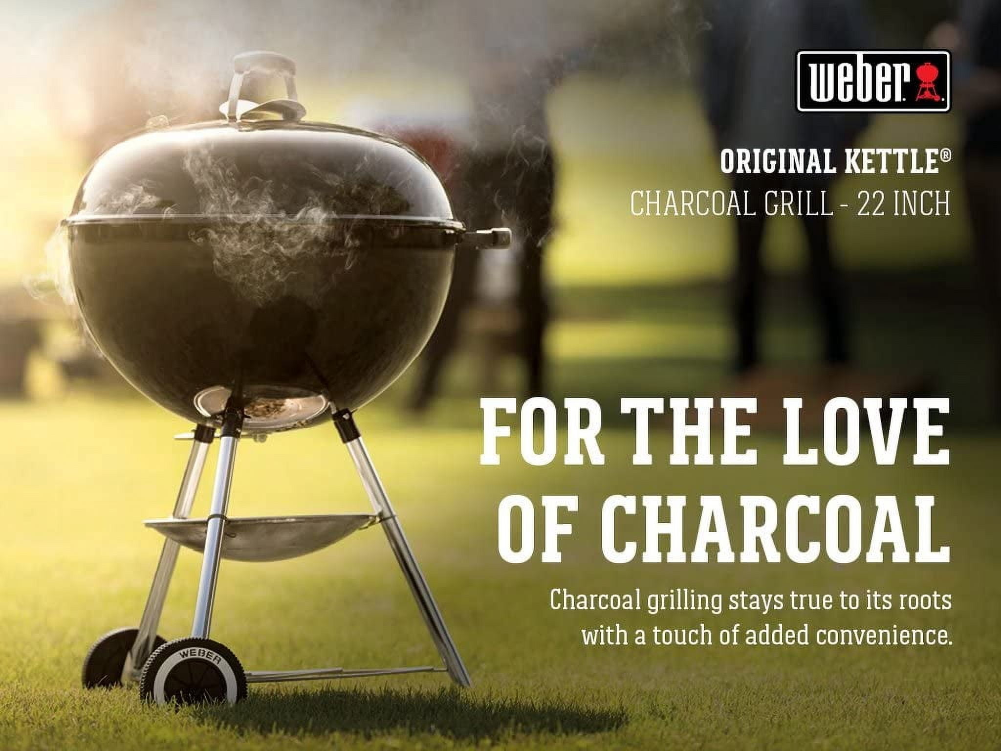 Classic Large Square Charcoal Barbecue Kettle Grill with Wheels (Red, 22 in) jsrlv - Image 2