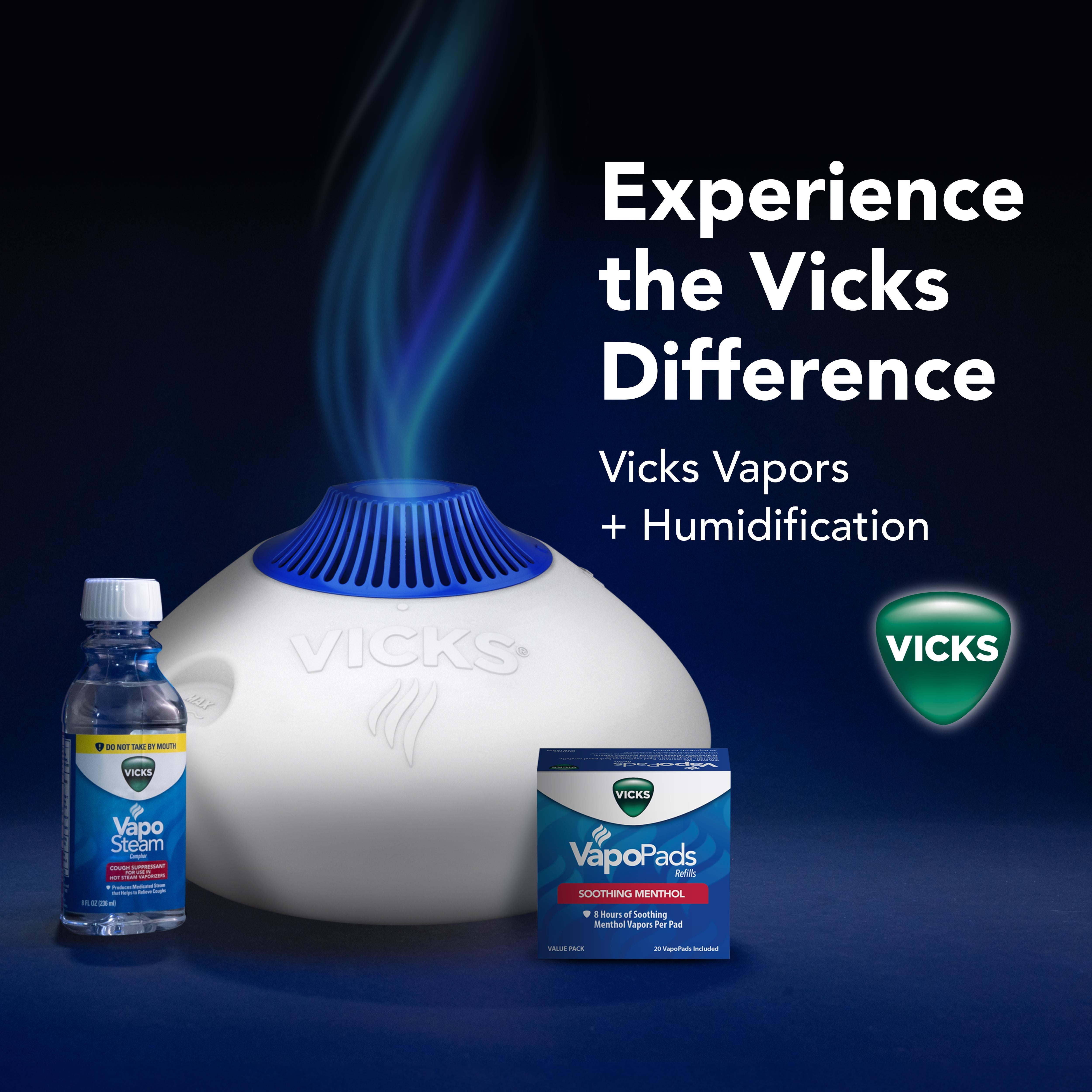 Vicks Warm Steam Vaporizer Humidifier with Night Light (White, 1.5 gal) xbk7s