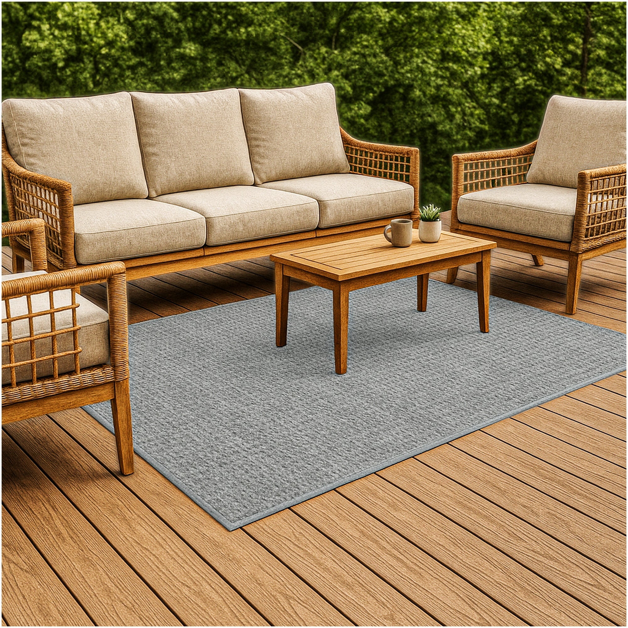 Koeckritz Rugs Interlace Waffle Indoor/Outdoor Area Rug (Sky Grey, 2 ft x 4 ft) a4wys