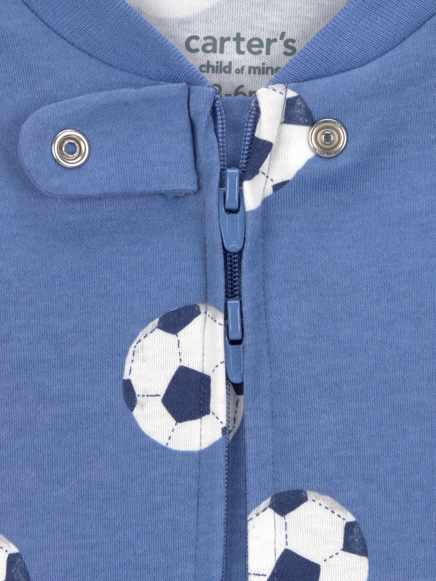 Carter's Child of Mine Baby Sleep 'N Play Soccer Print Cotton Romper (Blue, 6-9 Months) iur2d