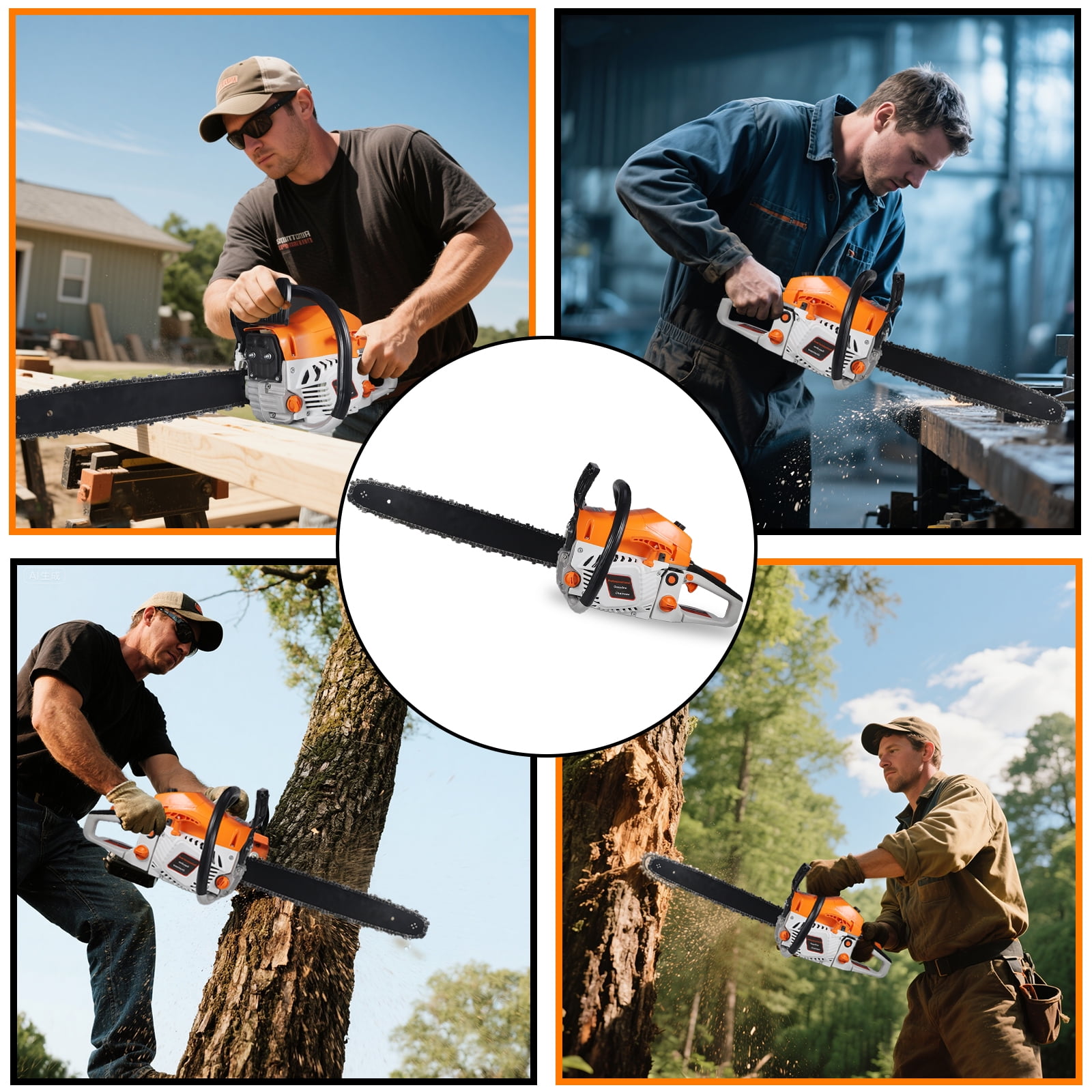 KingFurt 58CC Gas Chainsaw, 18 Inch Power Chainsaw for Tree Cutting and Landscaping (Orange, 18 in) ntz1k