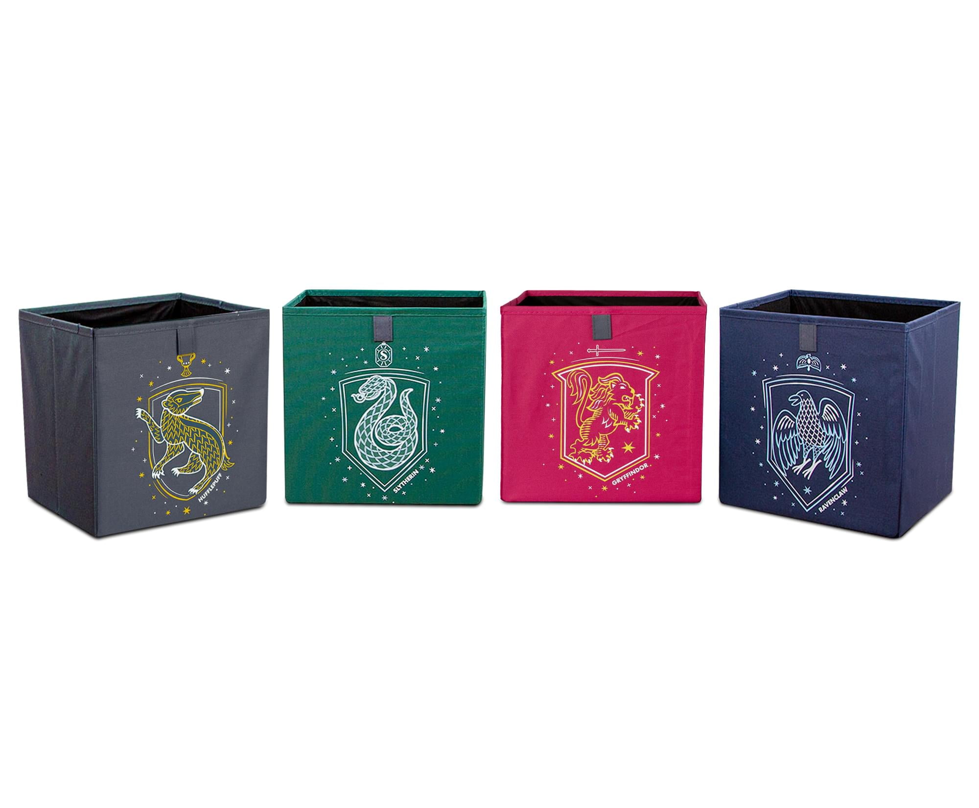 Harry Potter Hogwarts Houses Storage Bin Cube Organizers (Multi-Color, 11 in, Set of 4) ctxfg