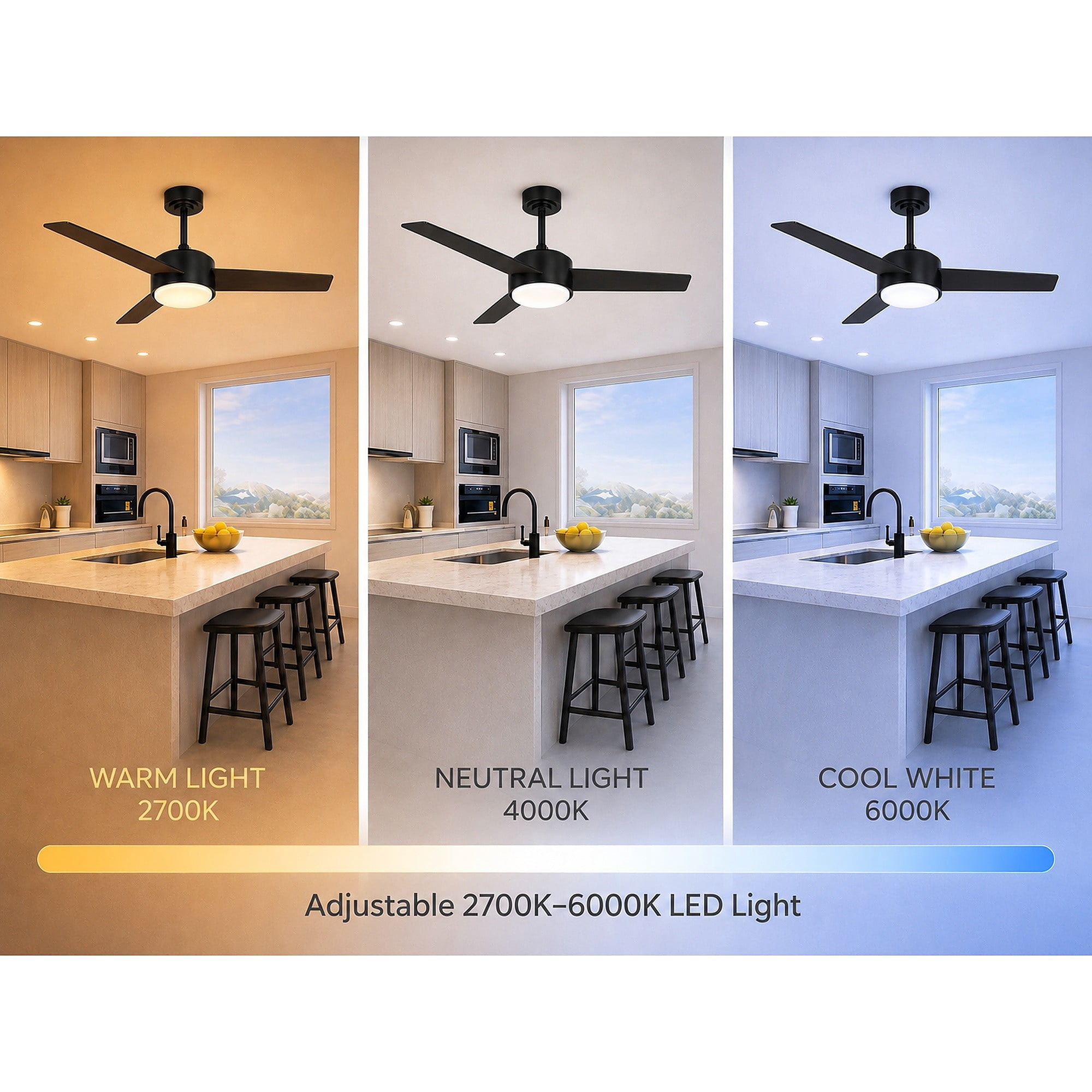 Mainstays 42-Inch DC Ceiling Fan with Integrated LED Light and Remote Control (Black, 42 in) 9twmn