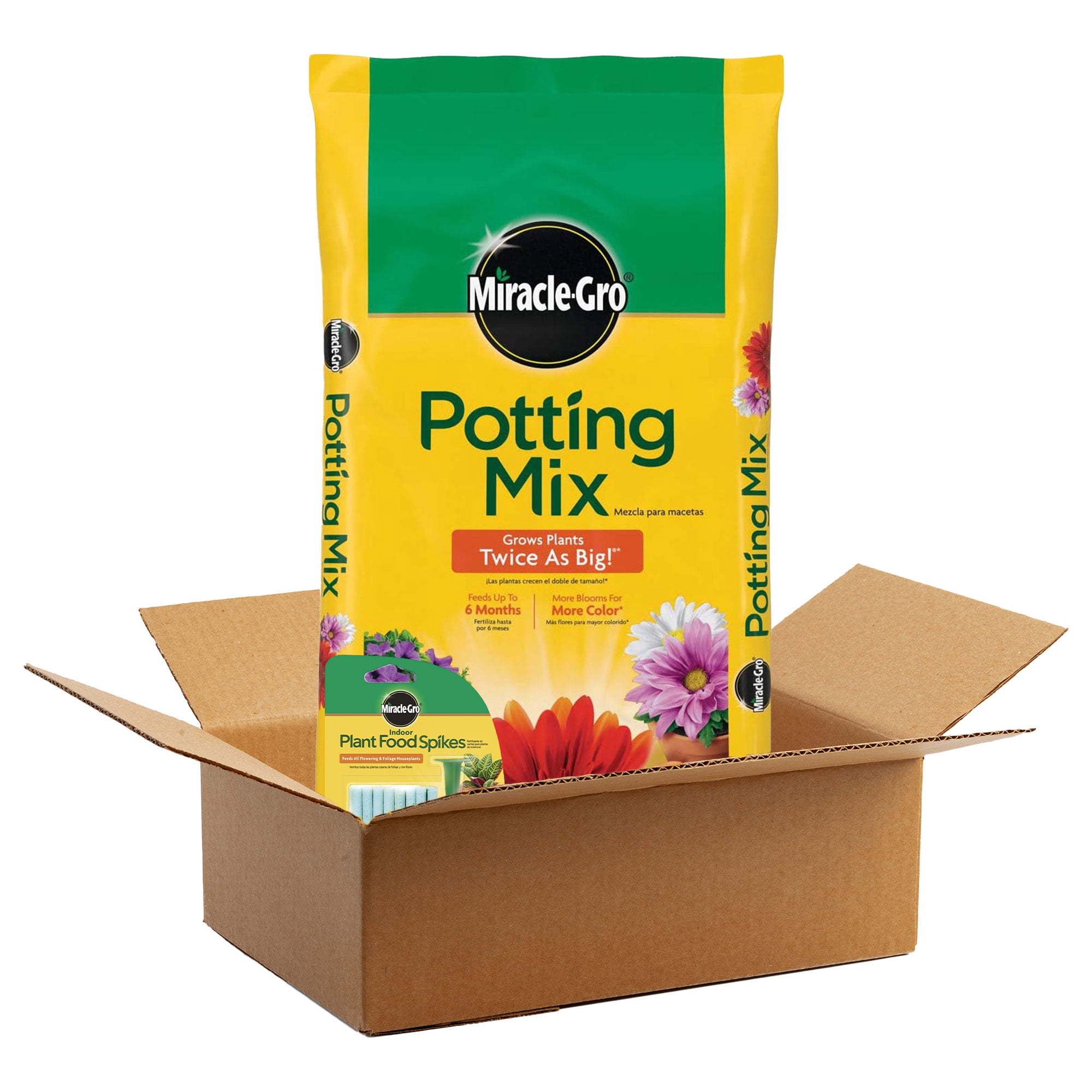 Miracle-Gro Potting Mix and Indoor Plant Food Spikes (2 cu ft Soil, 24-Pack Spikes) h4ot8