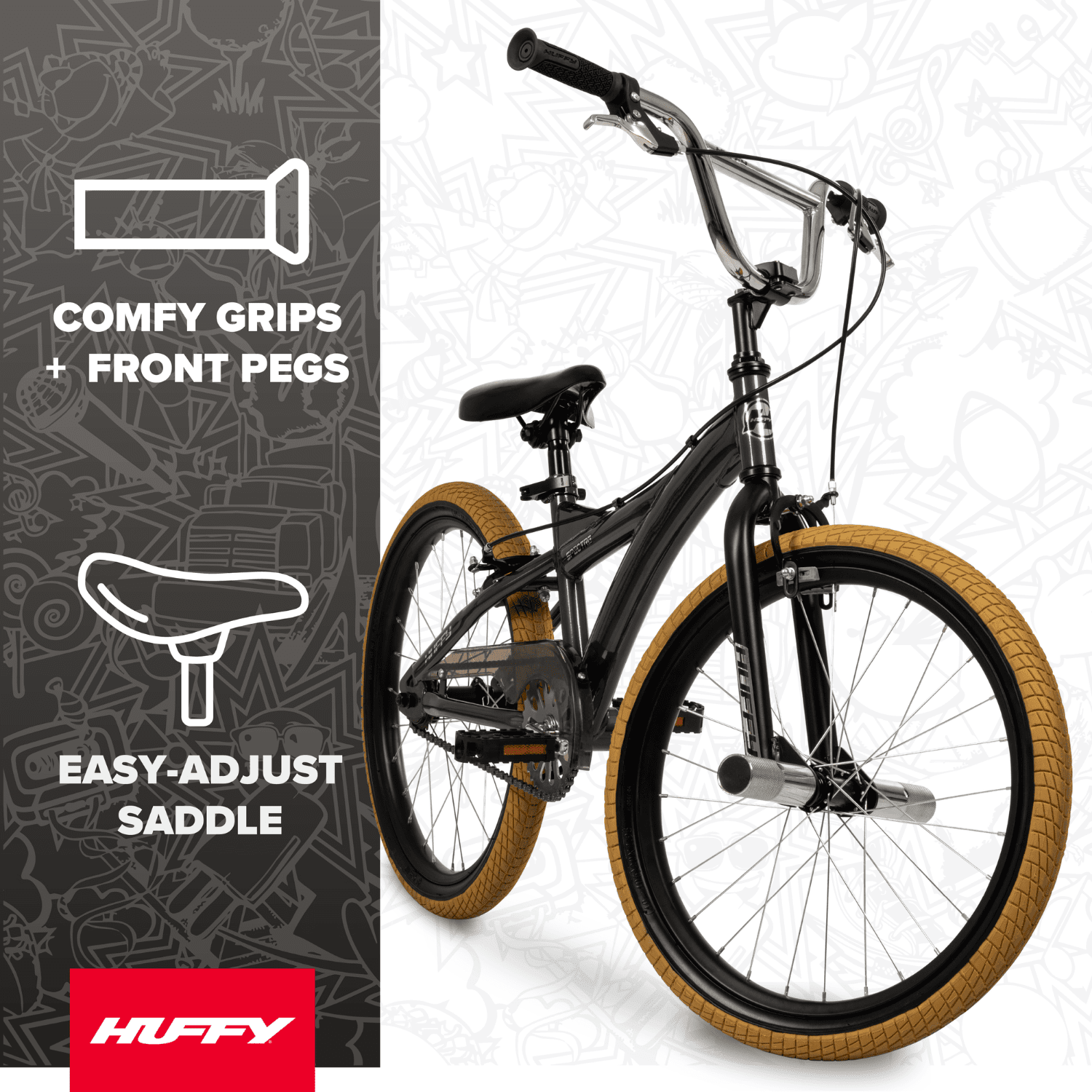 Huffy Spectre BMX Freestyle Bike for Kids and Teens (Smoke Chrome, 20 in) y7qe0
