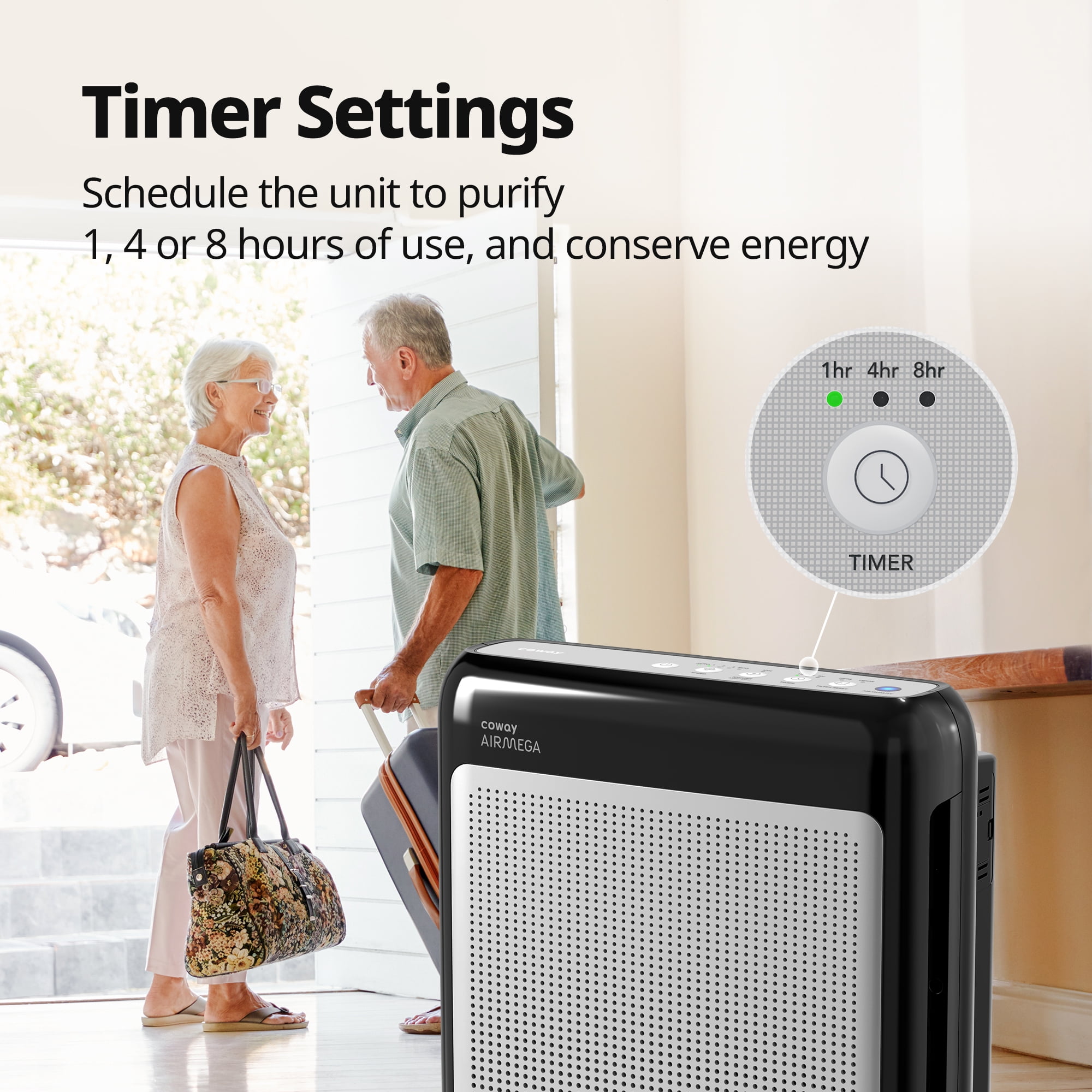 Coway Airmega 200M True HEPA Air Purifier with Real-Time Air Quality Monitor (Black, 361 sq. ft. Coverage) 3l7x2
