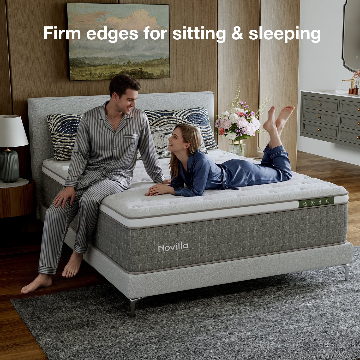Novilla Vela Hybrid King Mattress, Cooling Gel Memory Foam Bed with Pressure Relief (White, 10 in) yljze