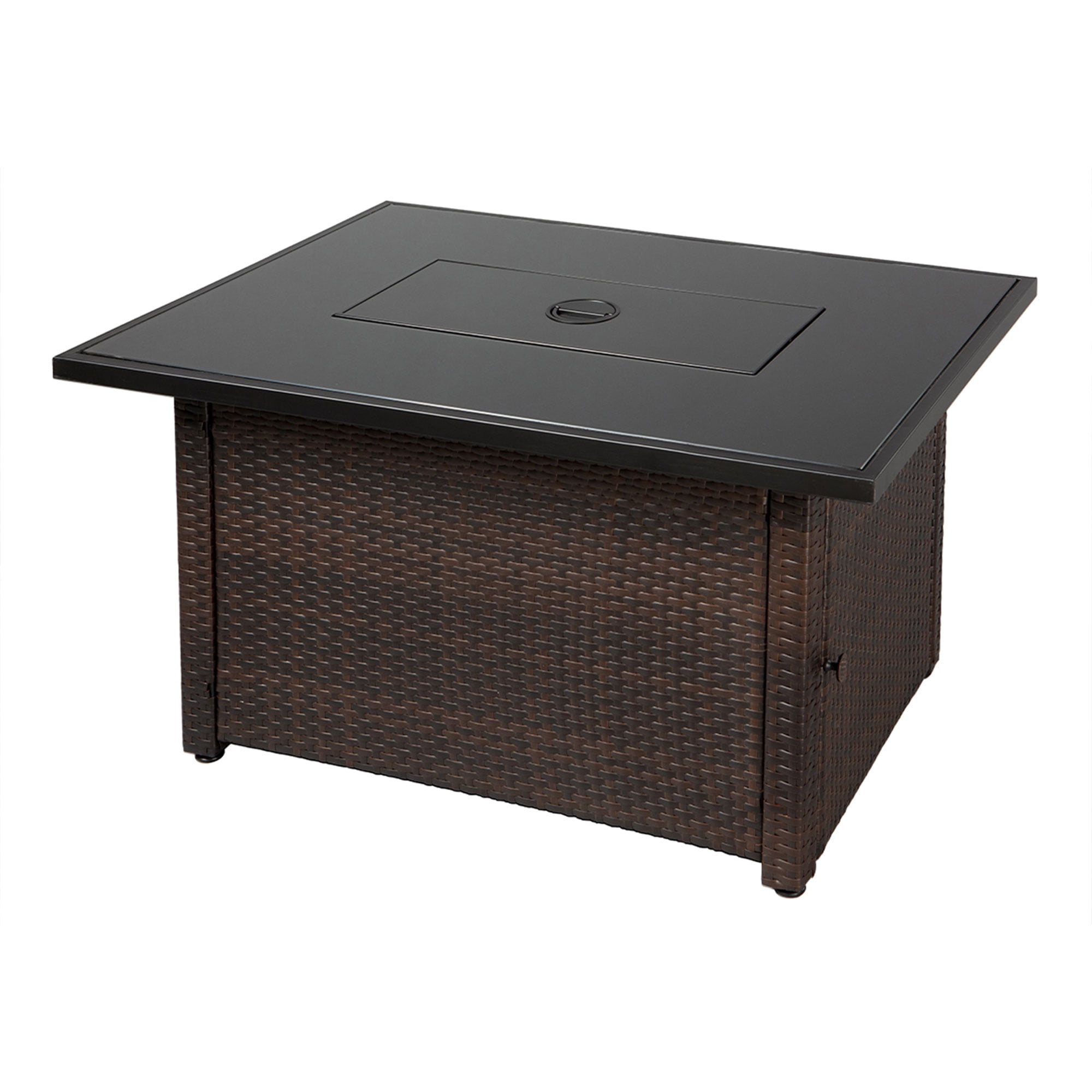 Endless Summer Rectangular Gas Fire Pit Table with Wicker Base and Fire Glass (Brown, 44 x 32 in) 1yljy