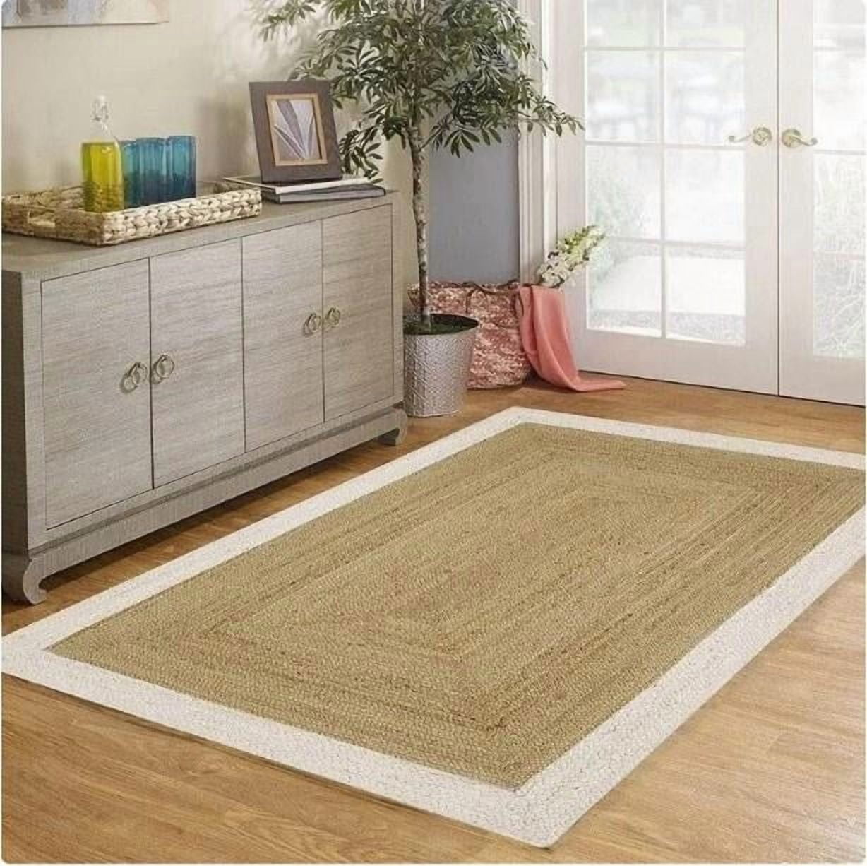 ColorFullHouse Handmade Braided Jute Area Rug, Natural Fiber Floor Decor Carpet (White, 2 ft x 4 ft) 9qtjc