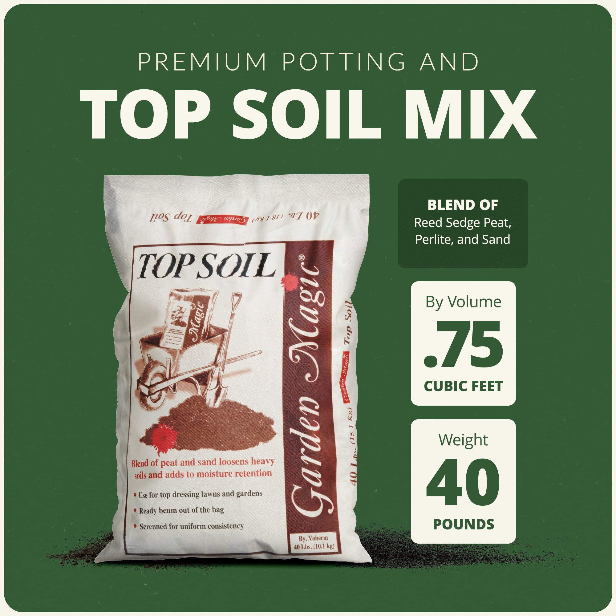 Michigan Peat Garden Magic Organic Planting Potting Soil (Dark Brown, 320 lb) fh75h
