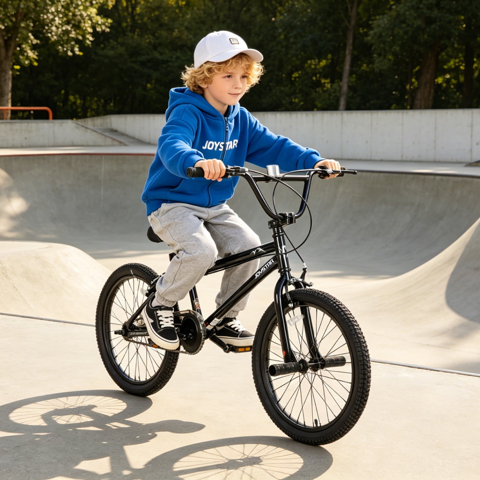Joystar 20 Inch Kids BMX Bike Freestyle Beginner Bicycle with Dual Hand Brakes and Pegs (Black, 20 in) mryia