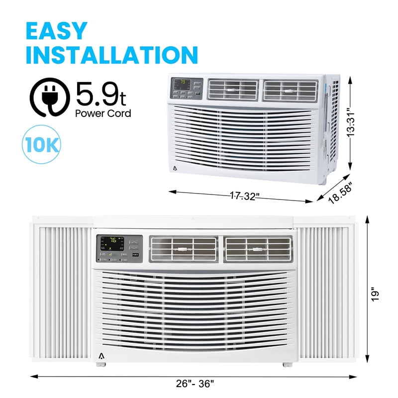 Towallmark 10000 BTU Window Air Conditioner, Smart Wi-Fi Enabled AC Unit with Remote Control, Ultra Quiet Cooling for Rooms up to 450 sq ft (White) 04wps