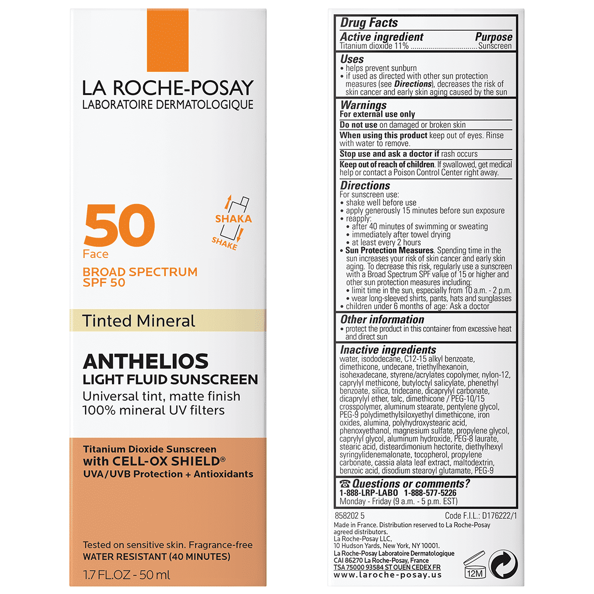 La Roche-Posay Anthelios Tinted Mineral Sunscreen SPF 50 for Sensitive Skin (Tinted, 1.7 fl oz) od2j1