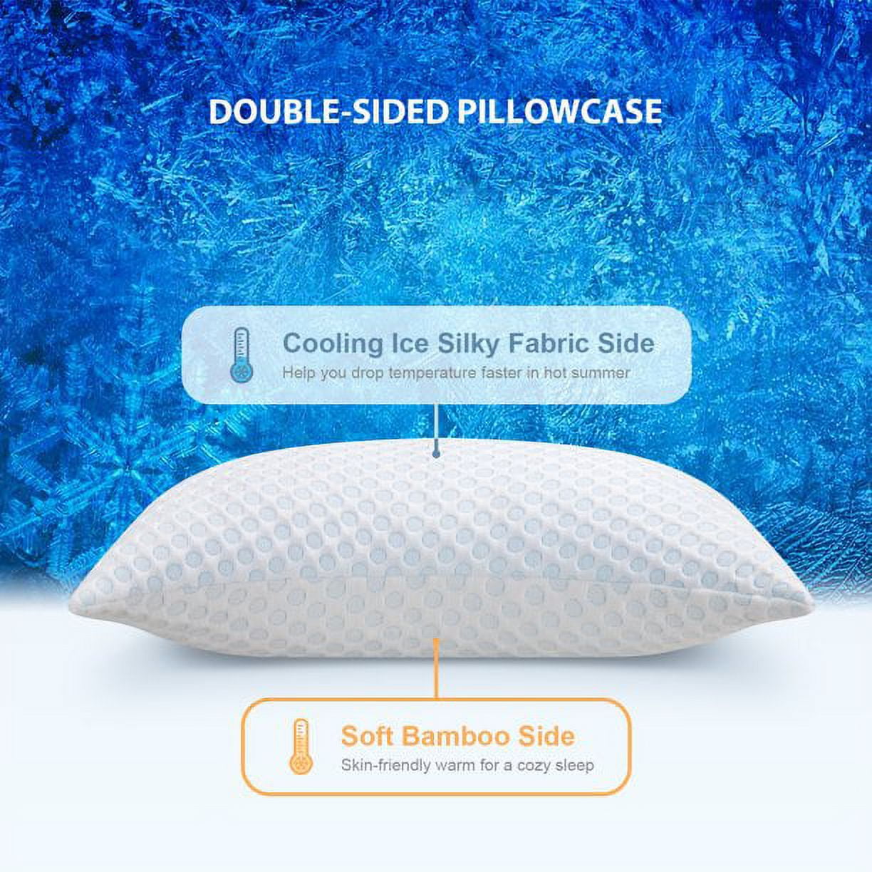 SORMAG Cooling Shredded Memory Foam Bed Pillow, Adjustable Firm Support for Side and Back Sleepers (White, Queen 20 in x 30 in) vxy54