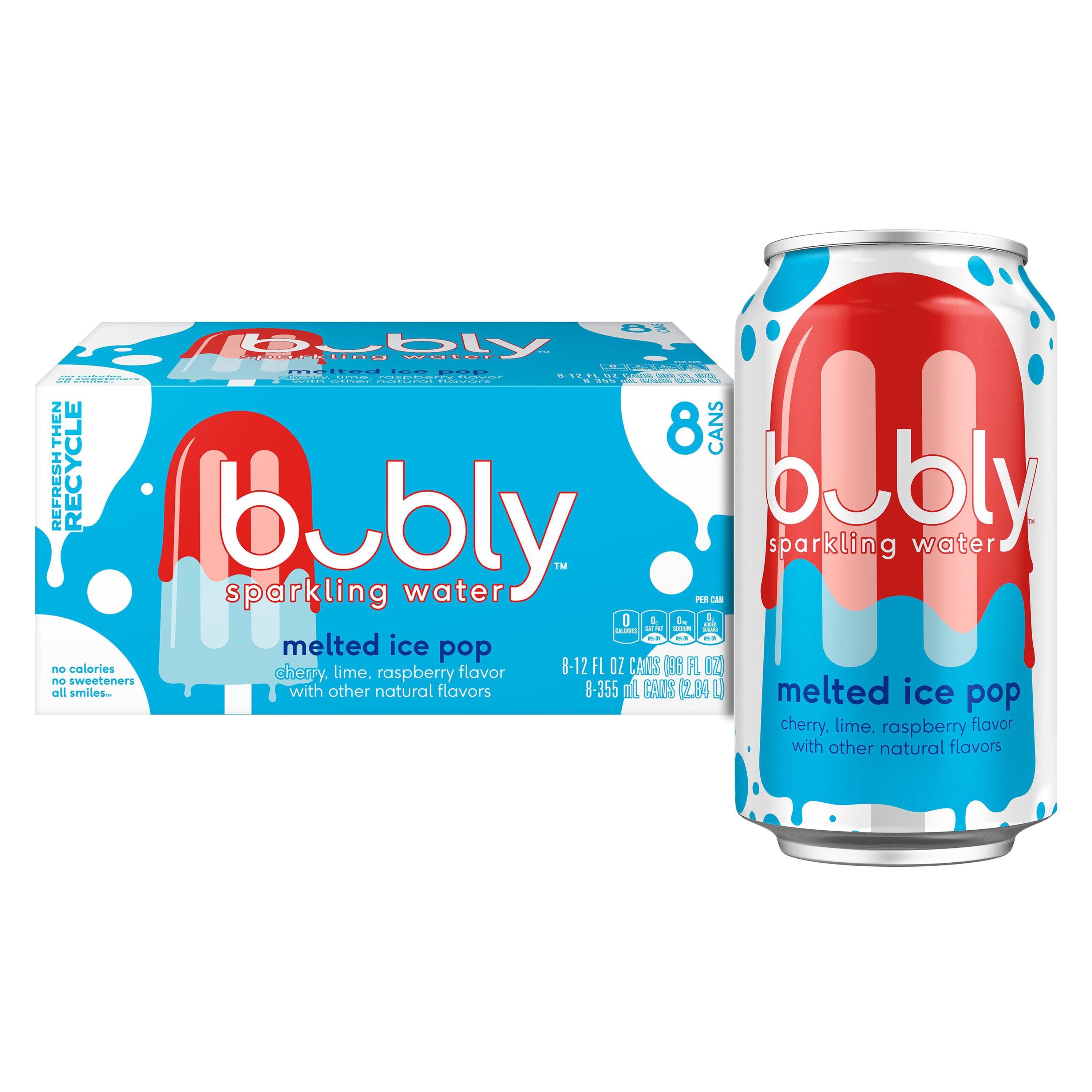 bubly Sparkling Water, Melted Ice Pop Flavor, Zero Calorie Refreshment (8 Pack, 12 fl oz) ju7jf