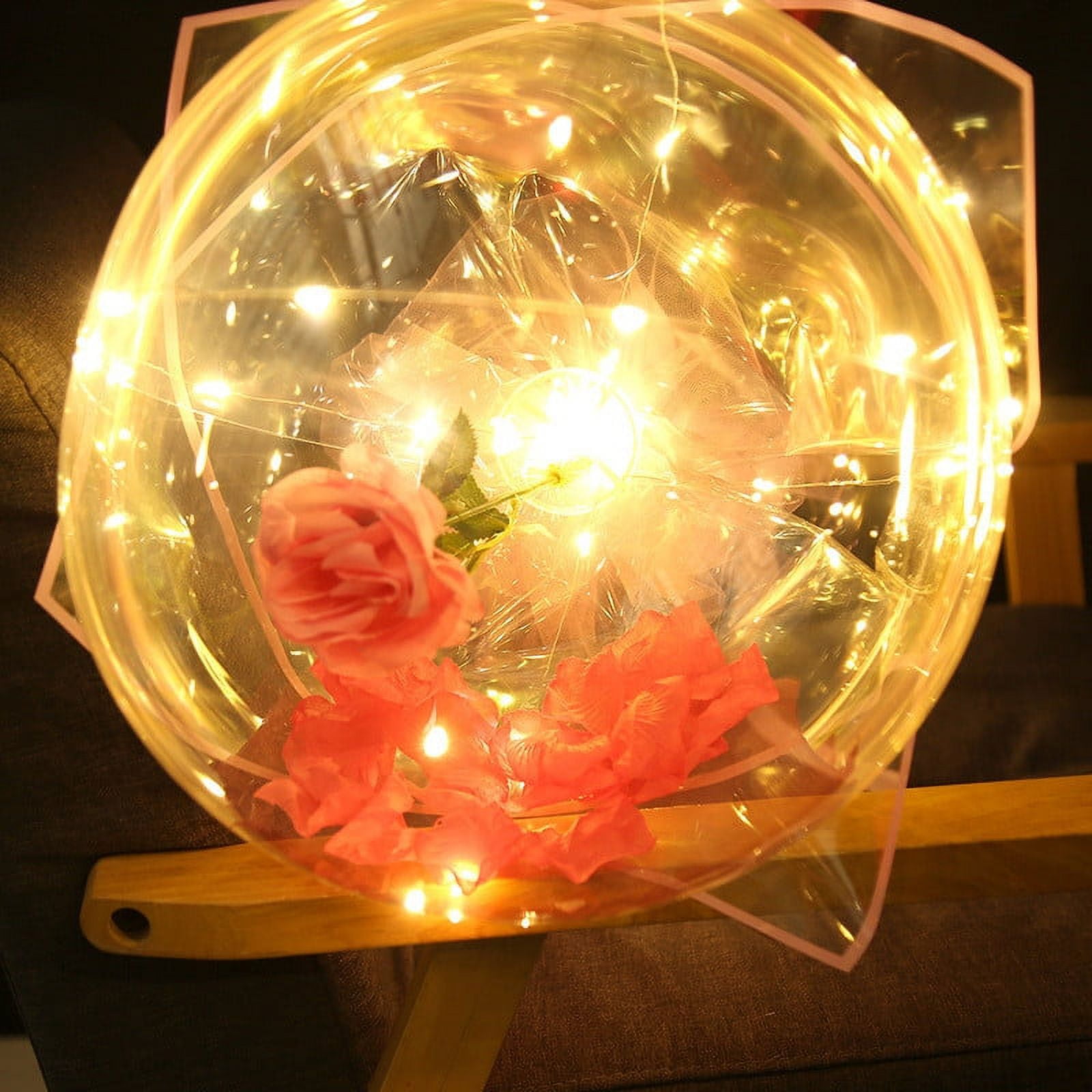 Aihimol LED Luminous Rose Bouquet Bobo Balloon Gift Set (Pink, 1 Pack) 37h2w - Image 6