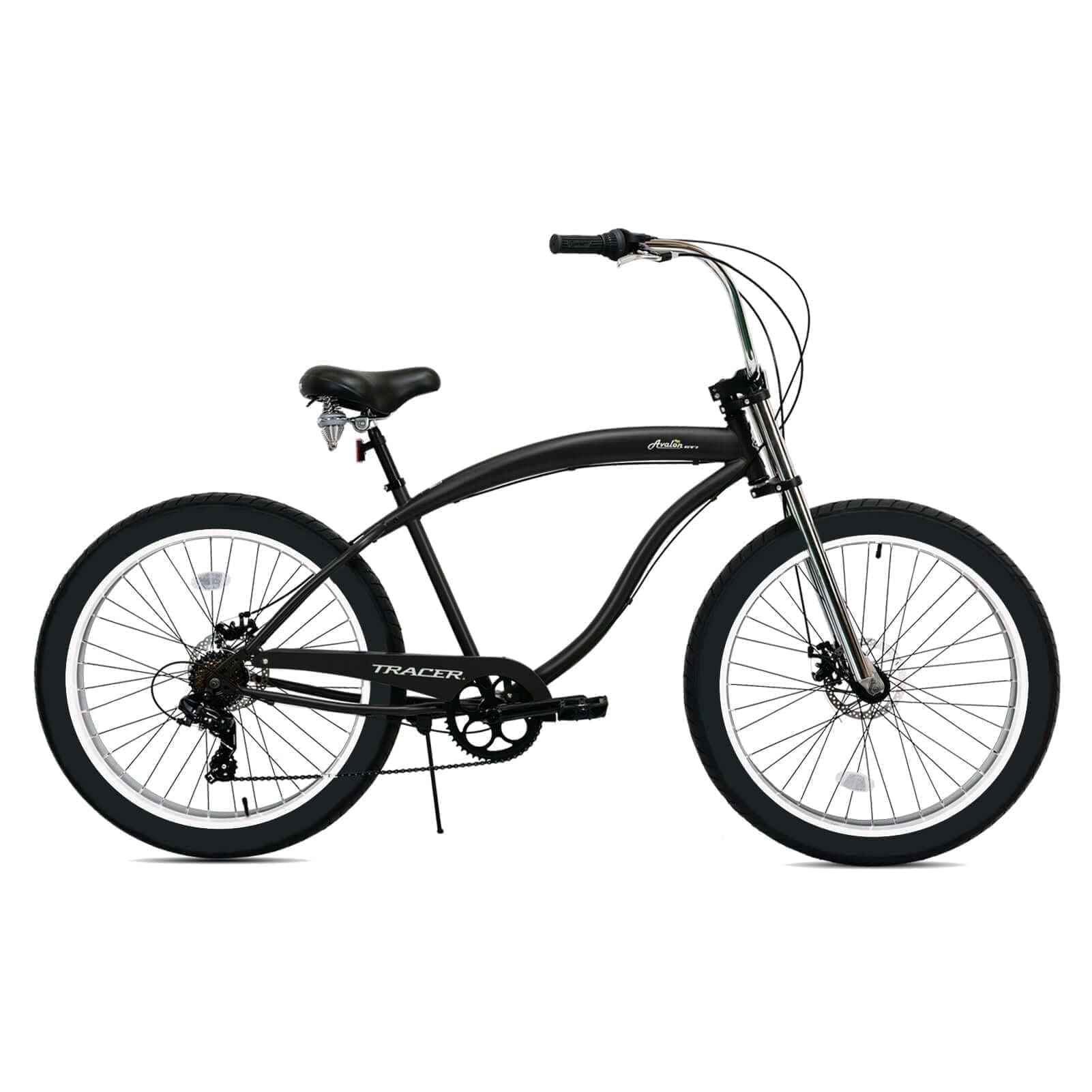 Tracer Bikes Avalon GT7 Beach Cruiser Bike, 7-Speed, Disc Brakes, Fat Tires (Matte Black, 29 in) 04rdn