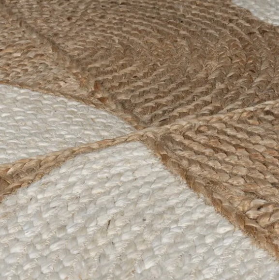 ColorFullHouse Indian Handmade Braided Jute Area Rug, Natural Fiber Floor Decor Carpet (White, 2 ft x 4 ft) kdram