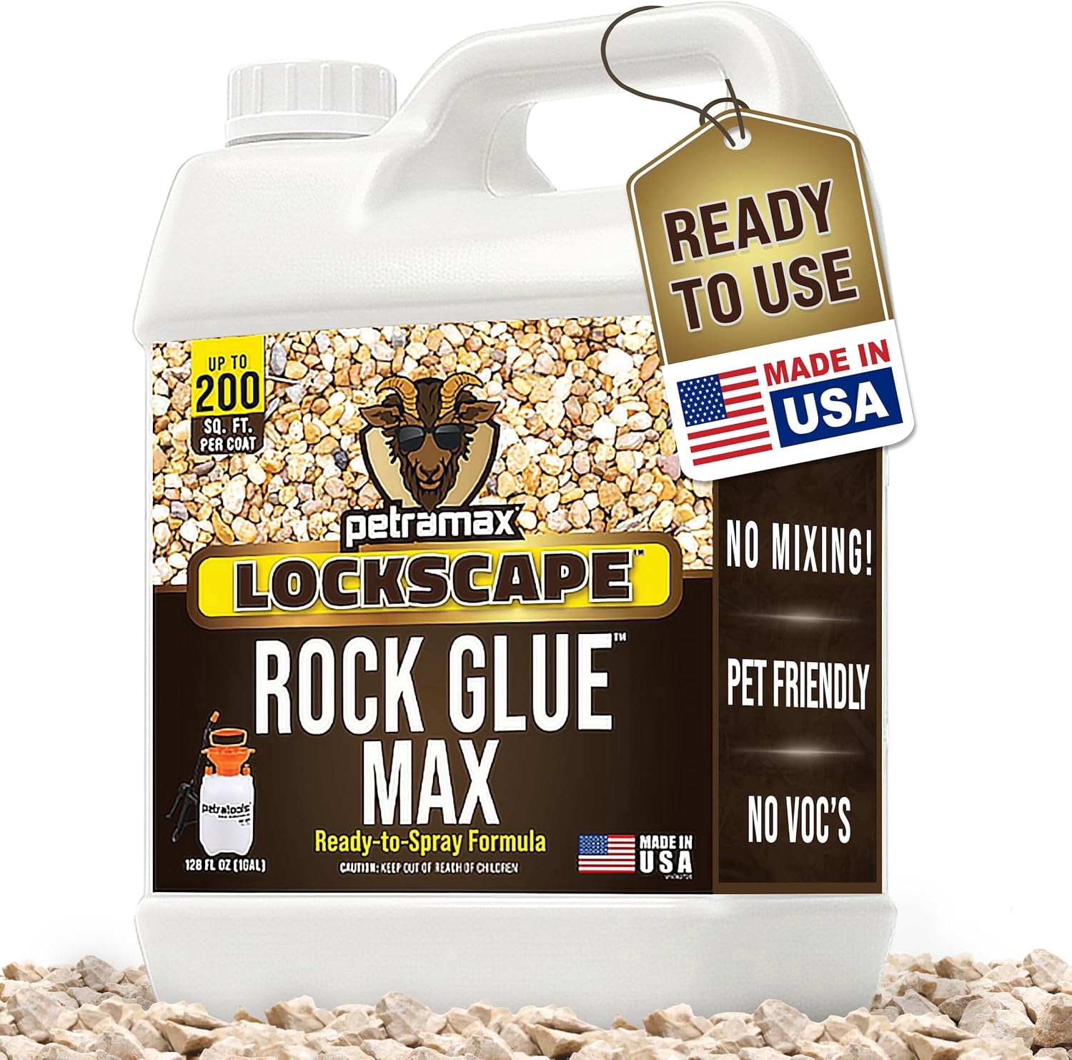 PetraMax Lockscape Landscape Adhesive for Stones and Pebbles (Clear, 1 Gallon) f8yjs