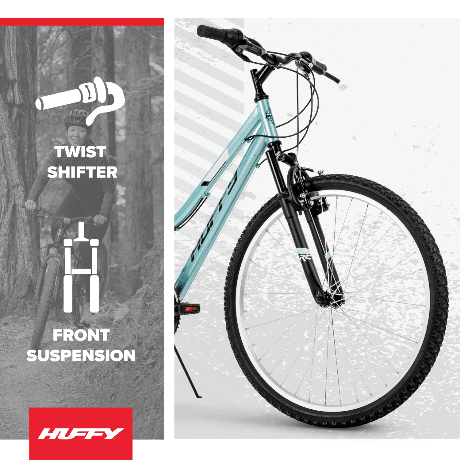 Huffy Rock Creek Mountain Bike, 18-Speed Performance, Front Suspension, Teal (26 in) jl57i