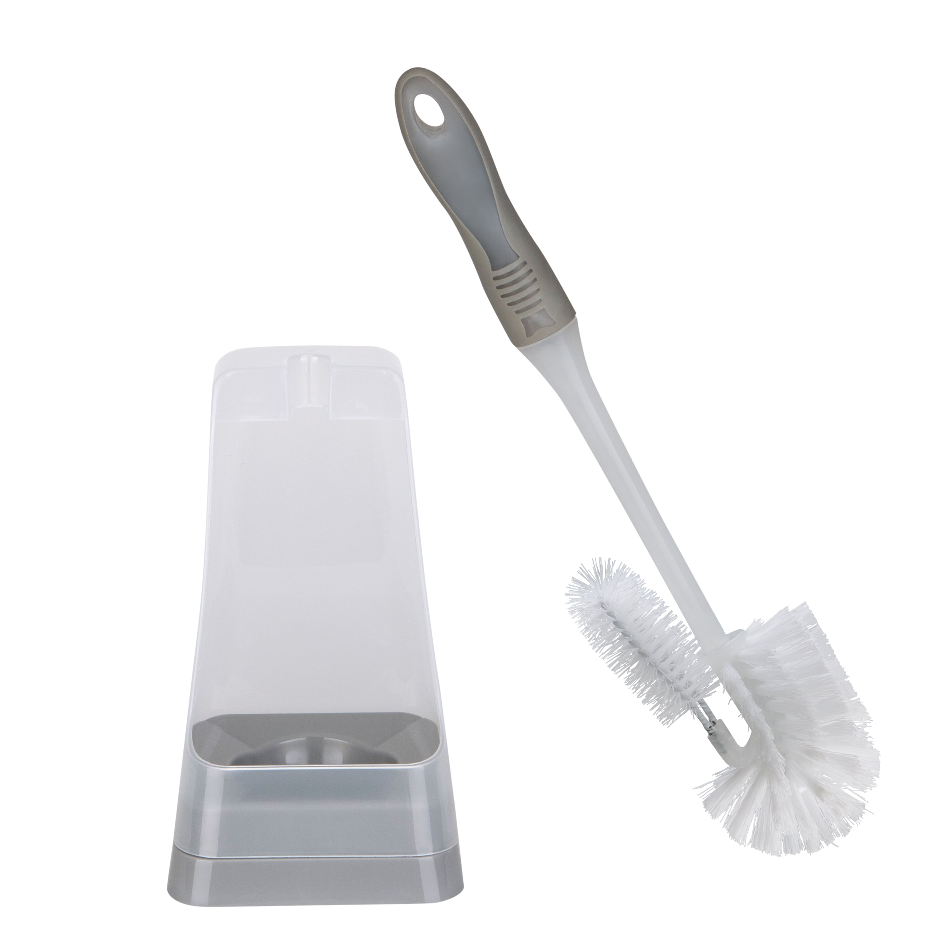 Bath Bliss Square Toilet Bowl Brush and Stand (Grey, 15 in) ainax