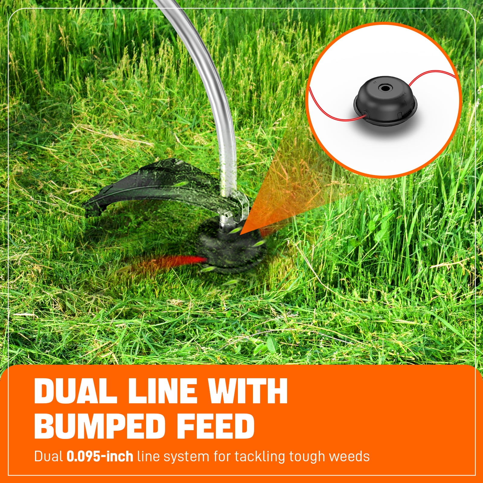 Senix 26.5cc 4-Cycle Gas String Trimmer, 17.7 in Cutting Width, Curved Shaft Weed Eater (11.3 lb) xmgv6