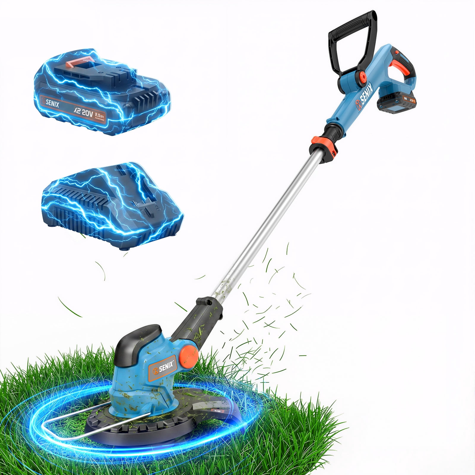 Senix 20V Cordless String Trimmer with 2.5Ah Battery and Charger (10 in, Green) vos58