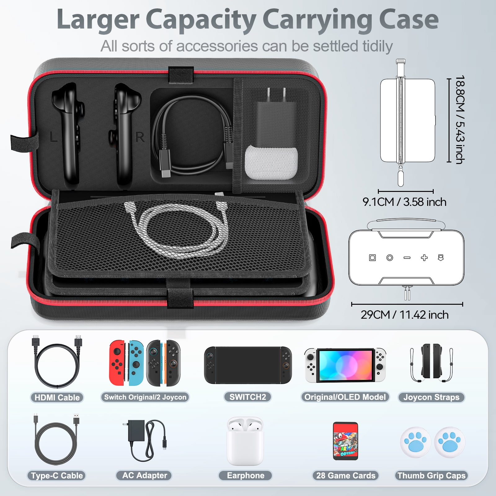 OIVO Hard Shell Carrying Case for Switch 2, OLED, and Original Console (Black, 1 Pack) vxt3m