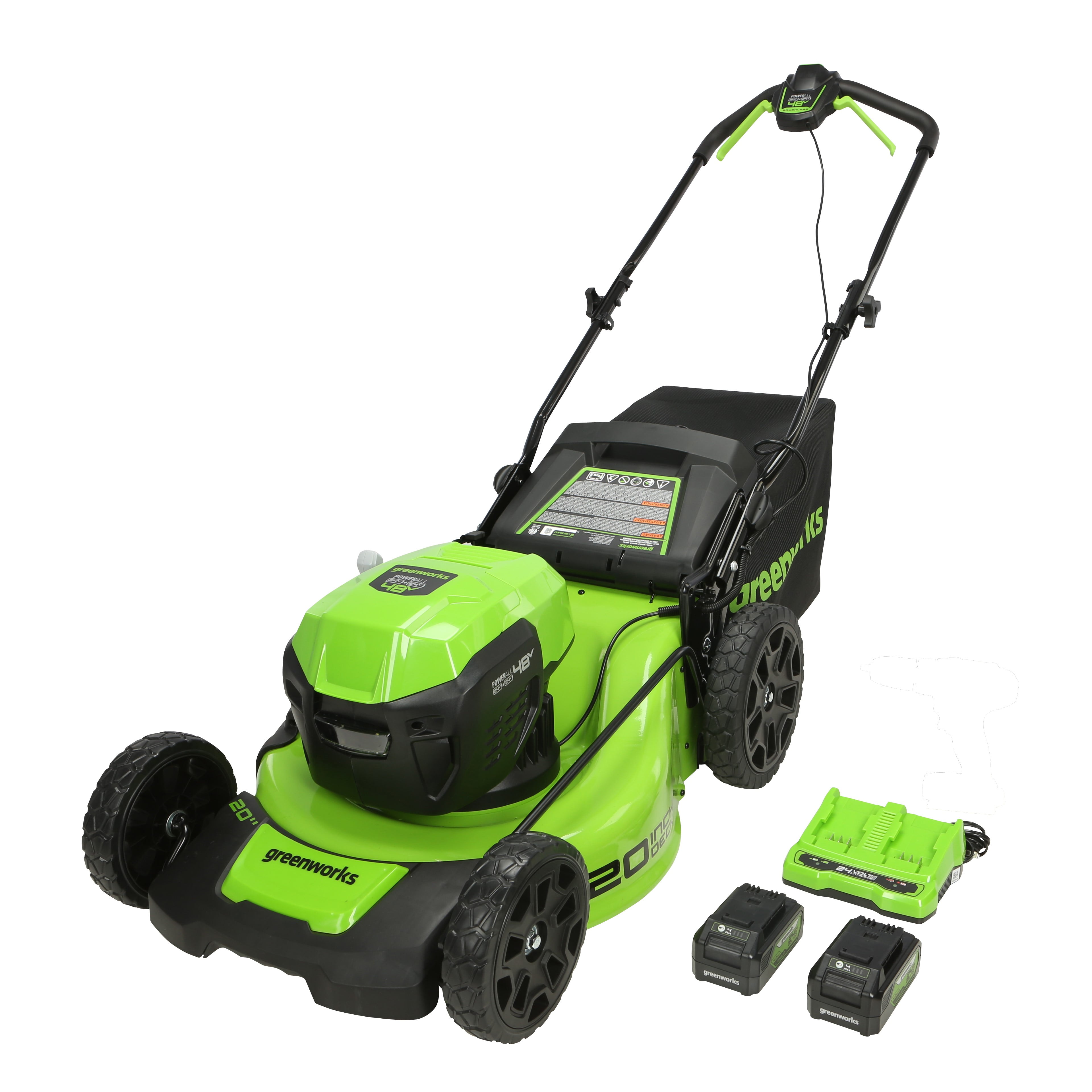 Greenworks 48V Brushless Cordless Lawn Mower with Dual 4.0Ah Batteries and Charger (20 in) plvn5