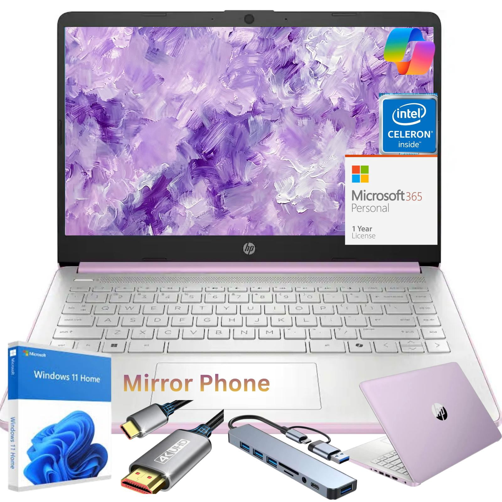 HP 14 Inch HD Laptop (Intel Celeron N150, 16GB RAM, 128GB eMMC, Windows 11 Home, Anti-Glare Display, 3.24 lbs) 4mlnr