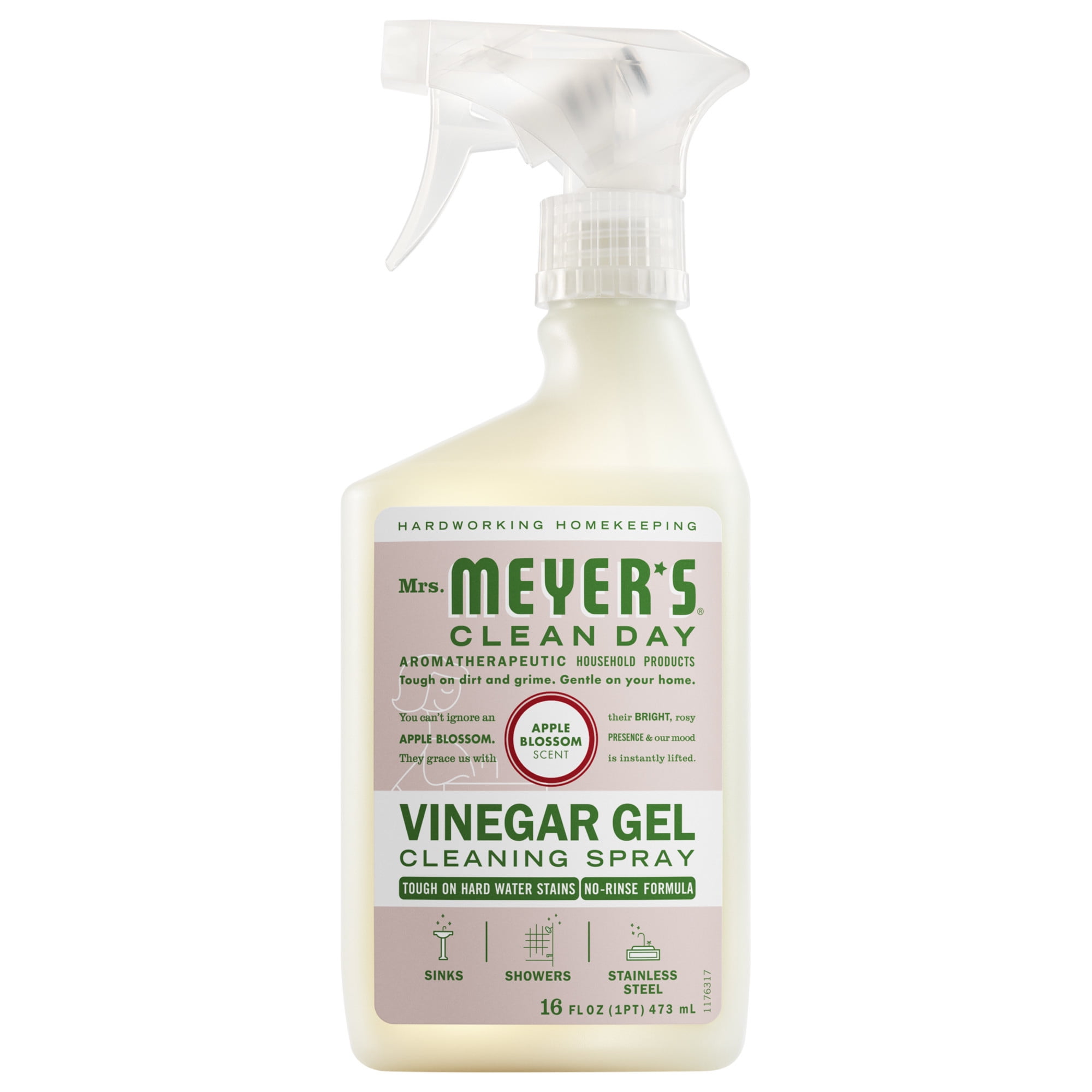 Mrs. Meyer's Vinegar Gel Cleaning Spray, Bathroom Surface Cleaner, No-Rinse Formula (Apple Blossom, 16 fl oz) 60t1n