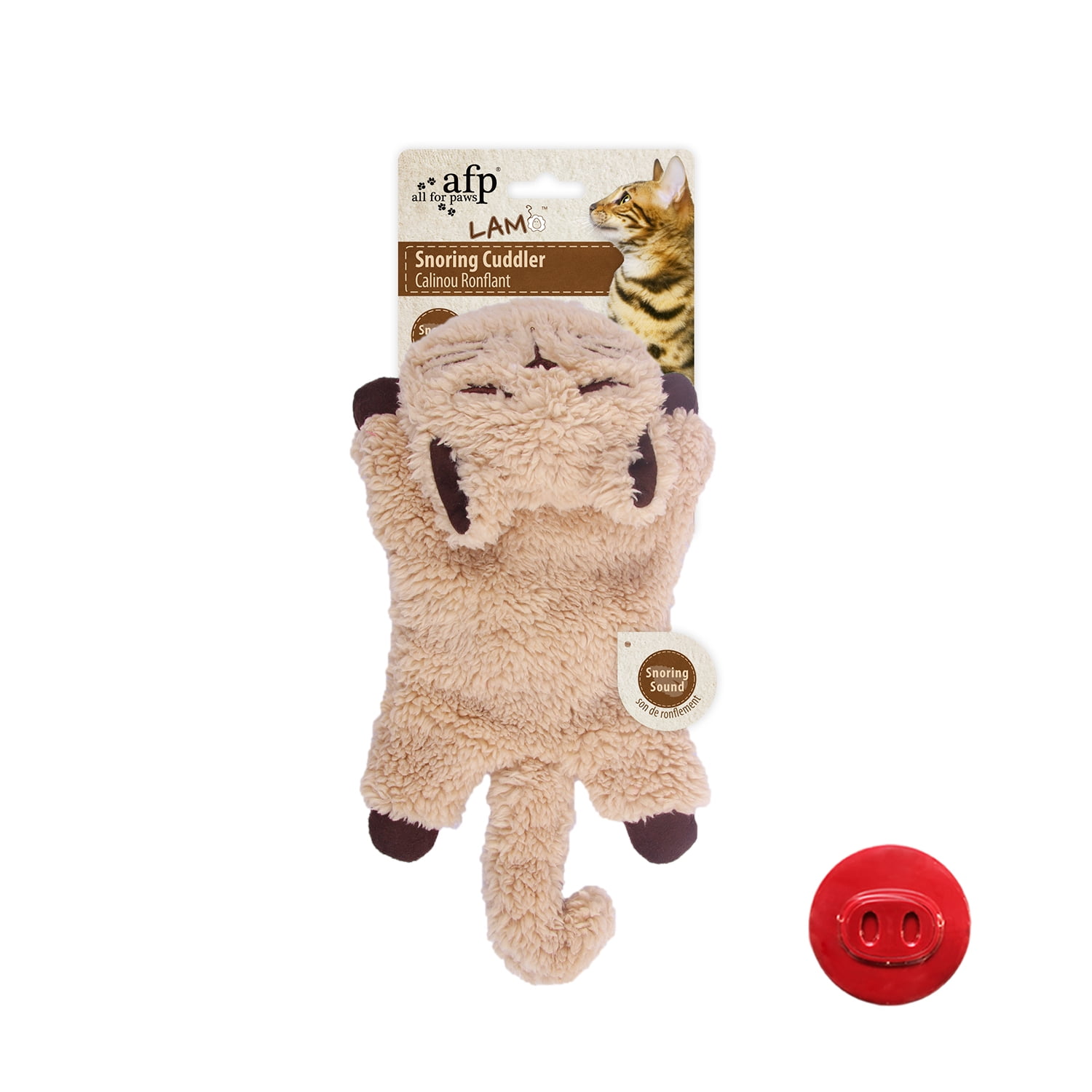 All For Paws Plush Cat Purring Toy for Anxiety Relief and Sleep Aid (Beige, 11.4 x 6.1 x 2.17 in) s84r0