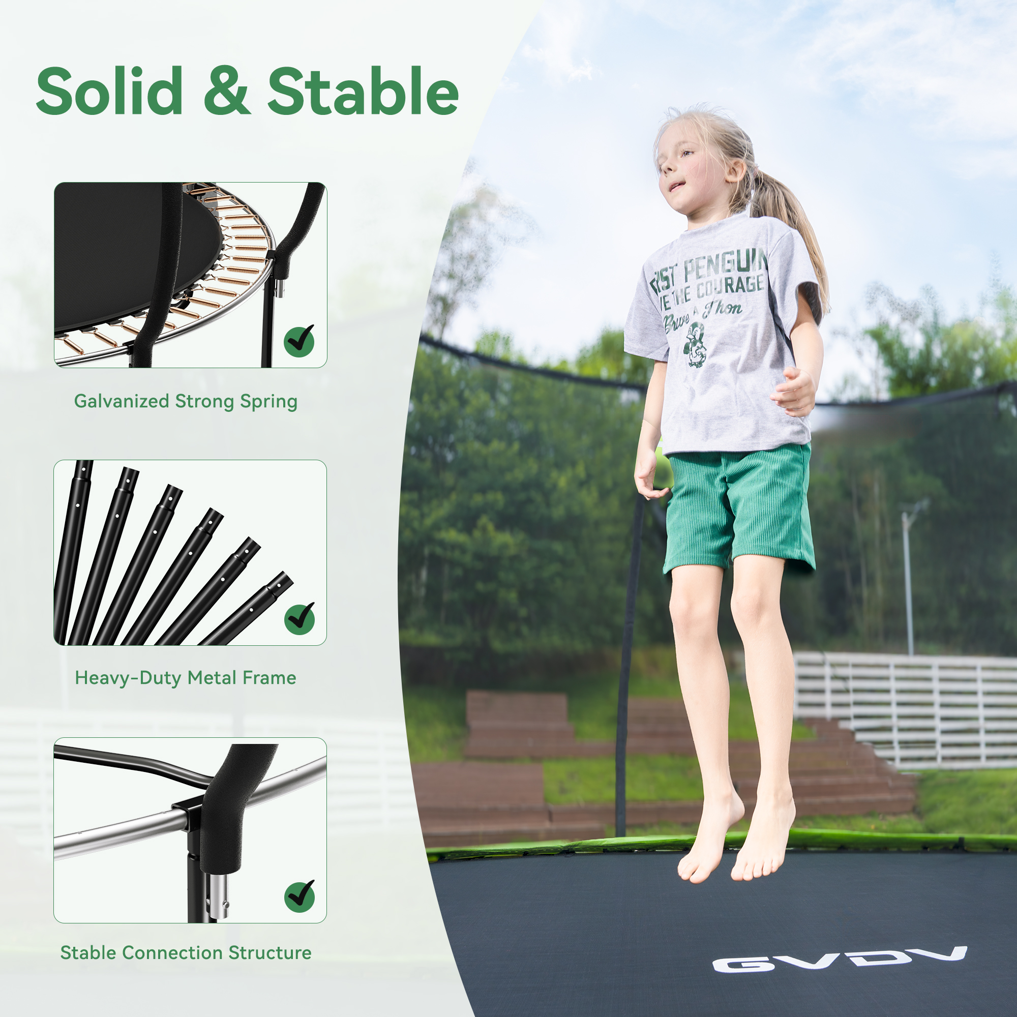 GVDV Outdoor Recreational Trampoline with Safety Enclosure and Ladder (10 ft) lhtvd
