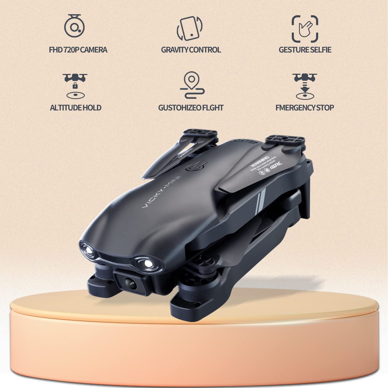 Eoyeskido FPV RC Quadcopter Drone with 1080P HD Camera, Optical Flow Sensor, and LED Lights (Black, 2 Batteries) zi2en