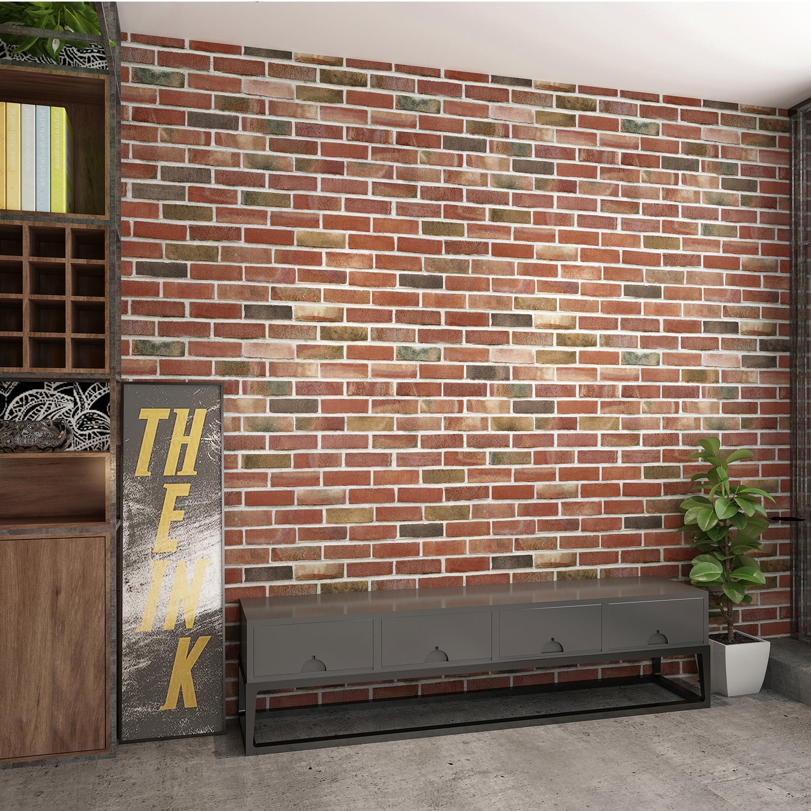 Art3d Peel and Stick 3D Faux Brick Wall Panels (Red Brown, 20-Pack, 105 Sq.Ft) tnqme