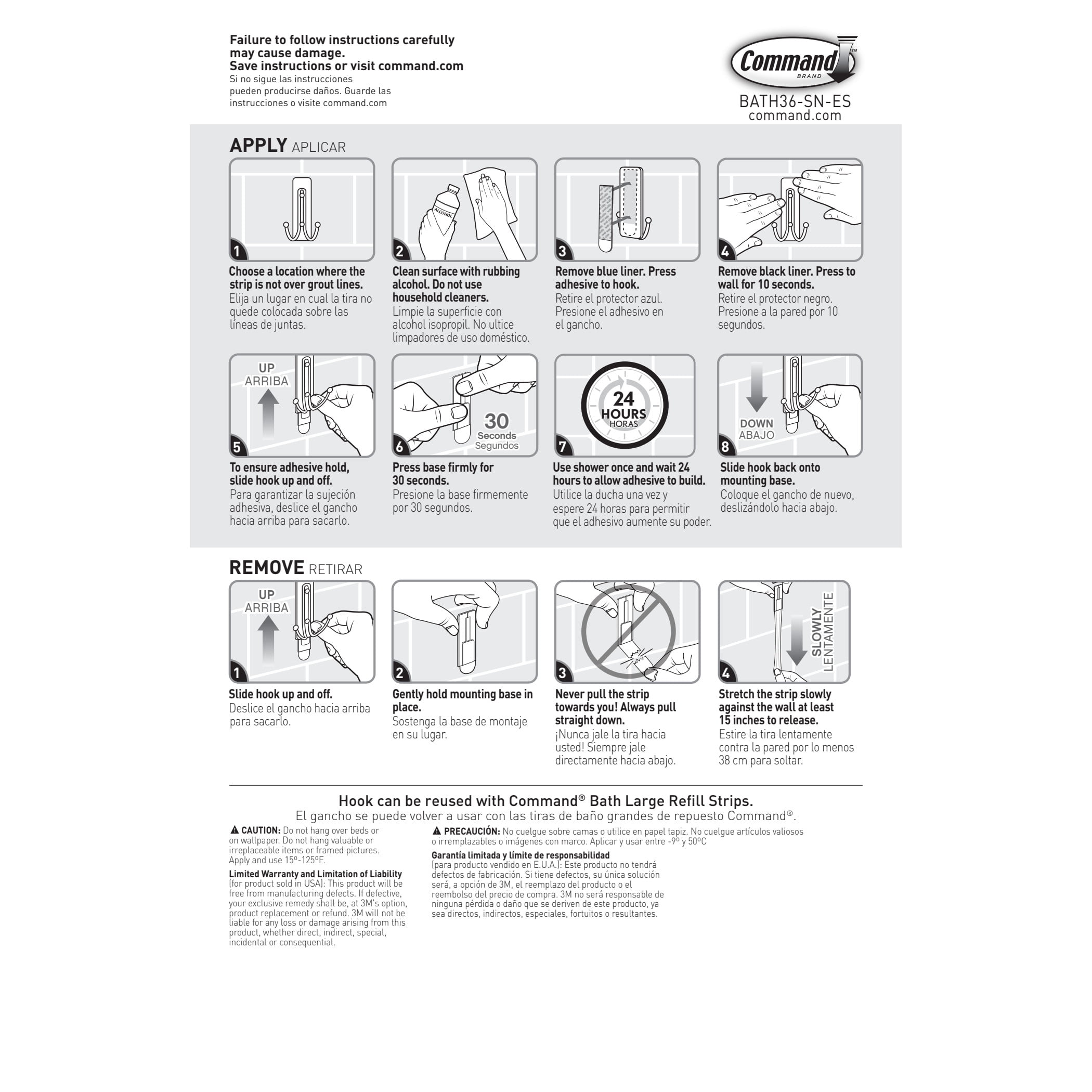 Command Bath Large Satin Brass Double Hook (Satin Brass, 3 Pack, 4 lb Capacity) 7lvwk