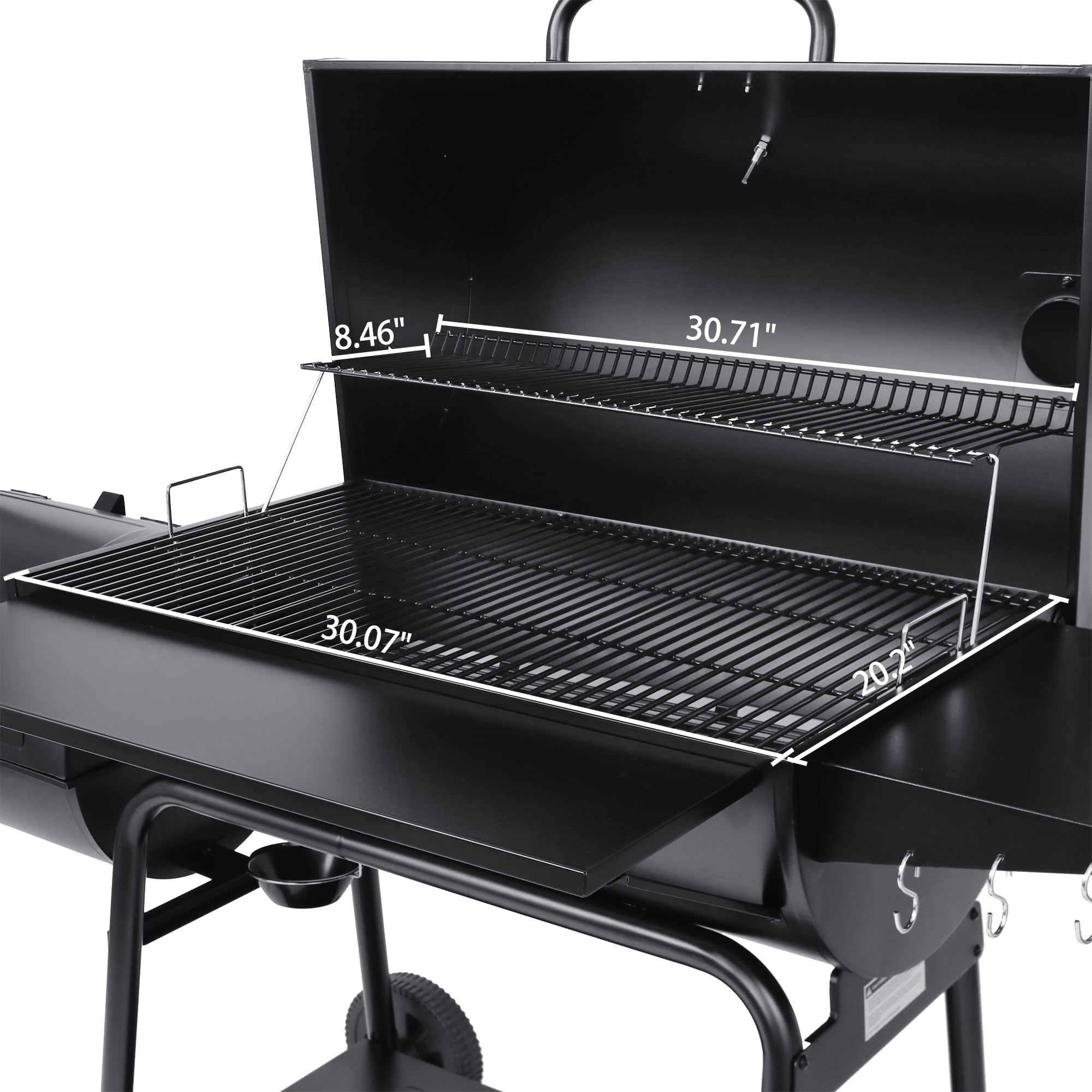 Royal Gourmet CC2036F 36 in Charcoal Barrel Grill with Offset Smoker (Black, 65.94 in L x 29.92 in W x 51.18 in H) nd60w