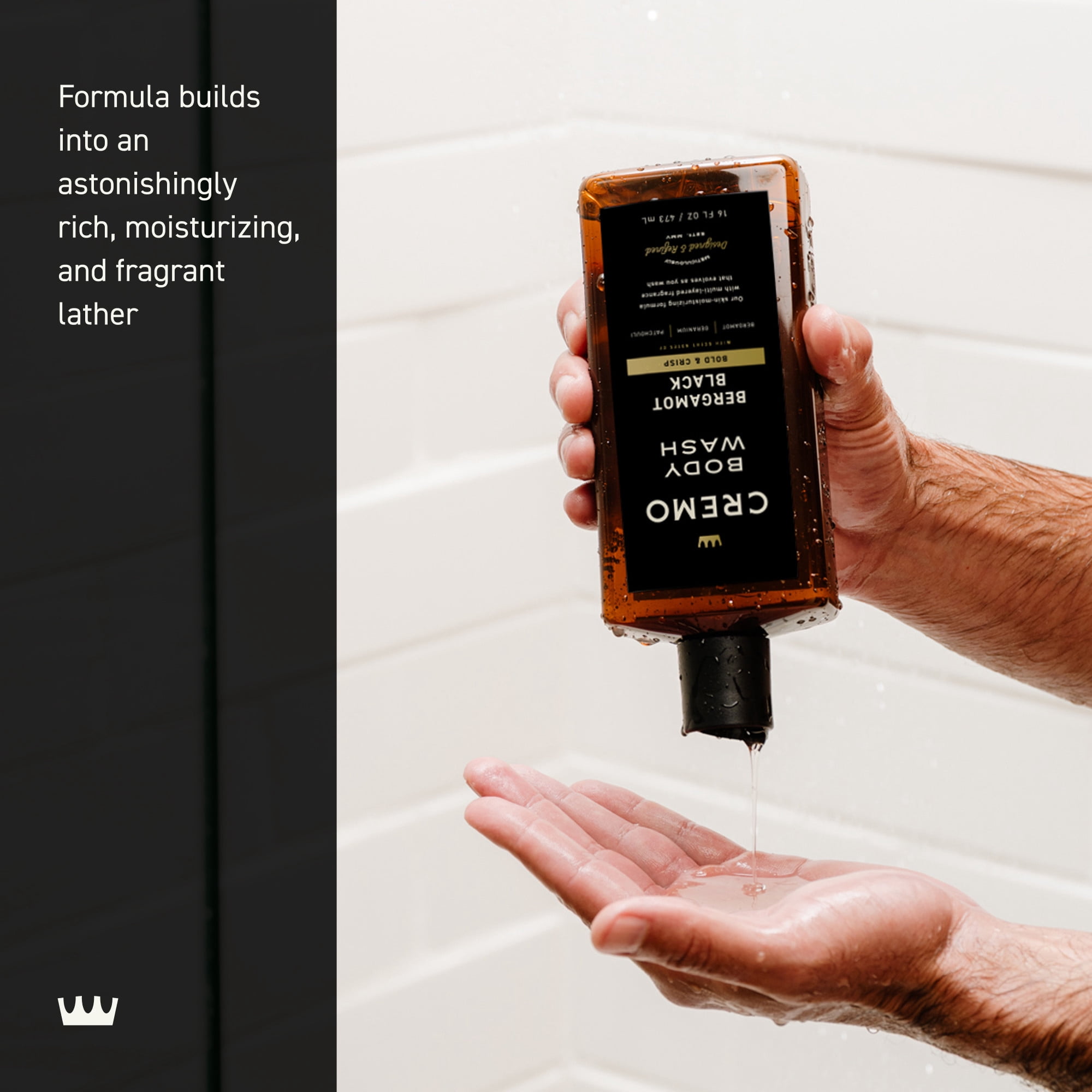 Cremo Men's Body Wash, Bergamot Black Scent, Moisturizing Formula (Black, 16 fl oz) gvryl
