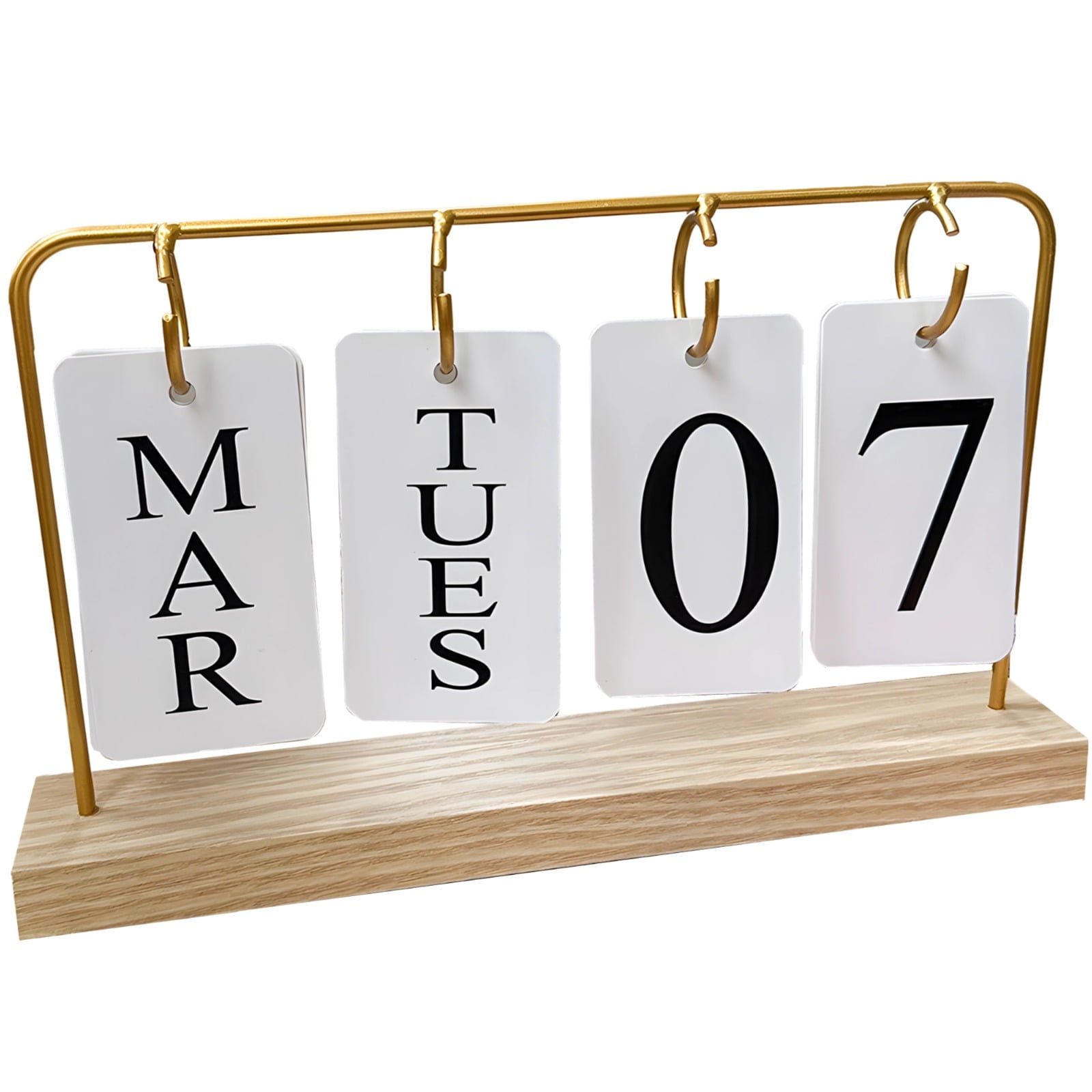 Dollcube Perpetual Desk Calendar with Gold Metal Frame (Gold, 10.83 in x 6.49 in) koron