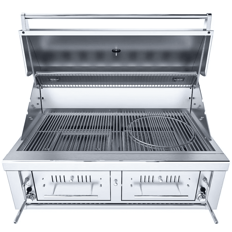 Sunstone Series 42 Inch Hybrid Dual Zone Natural Gas Charcoal and Wood Burning Grill (Stainless Steel, 42 in) ebwlp
