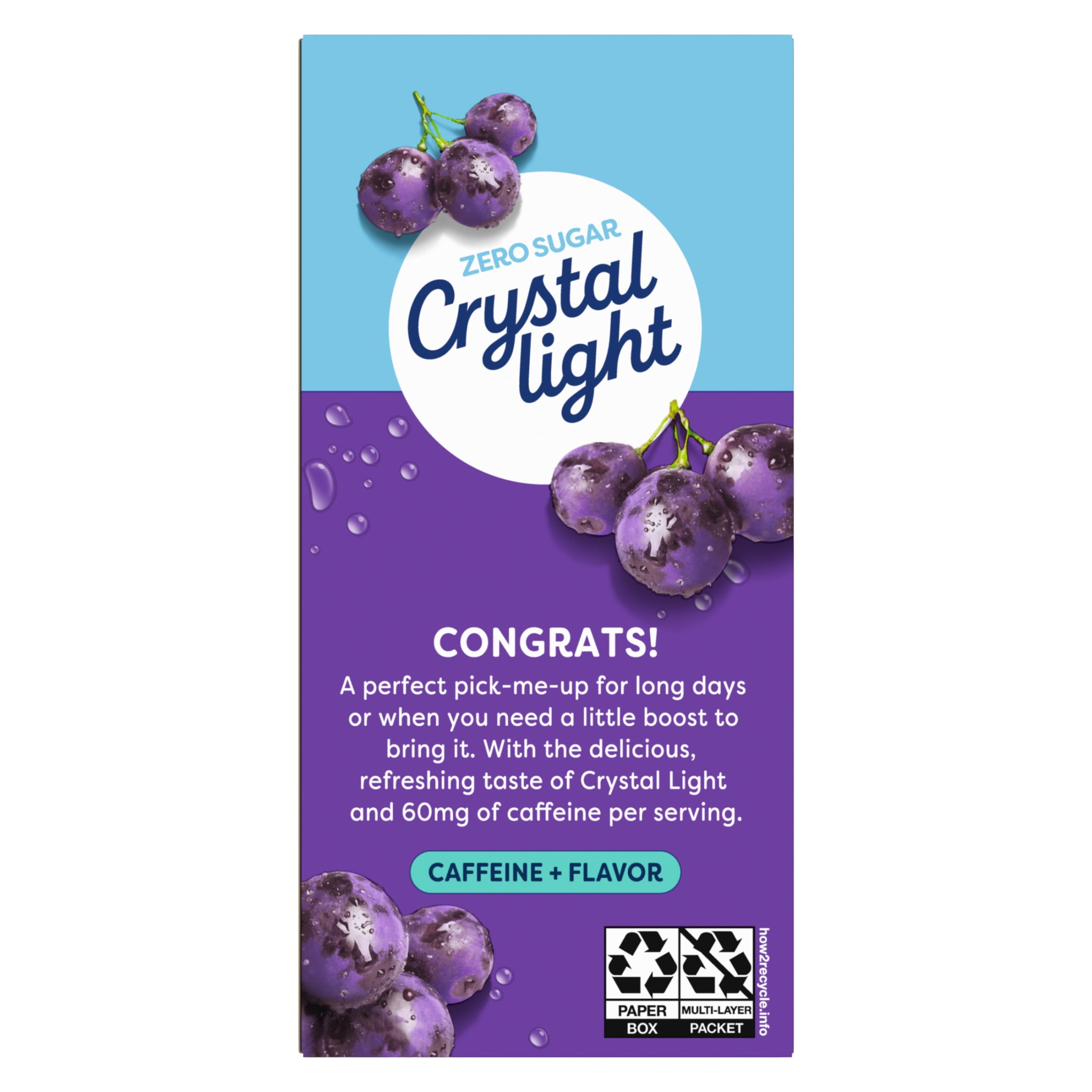 Crystal Light Grape Drink Mix with Caffeine, Zero Sugar, On-the-Go Powdered Hydration (3 Pack, 1.1 oz) 9jjse