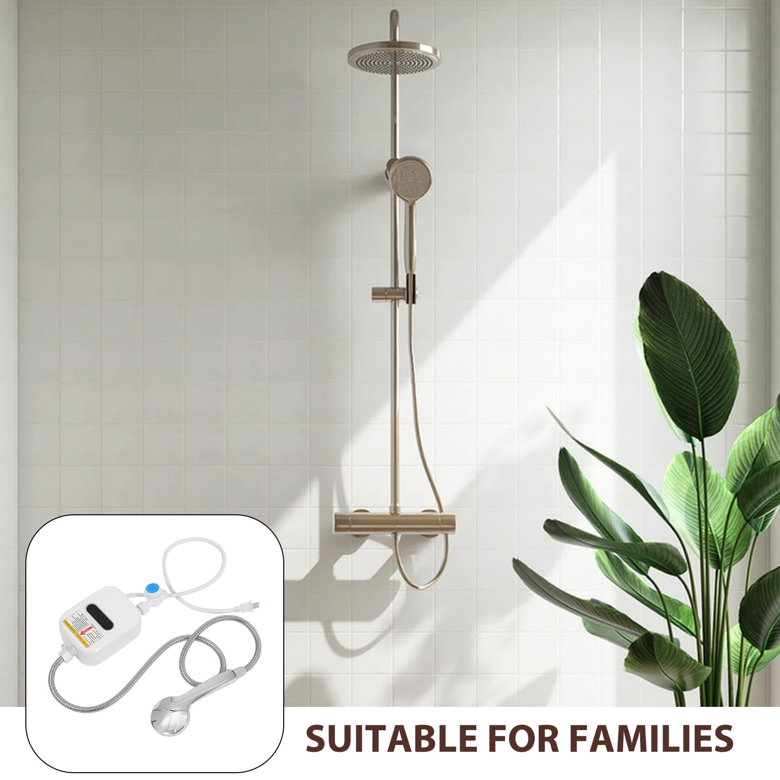 Bestonzon Instant Electric Water Heater Tankless Shower and Faucet System (White, 110V) ox7jc