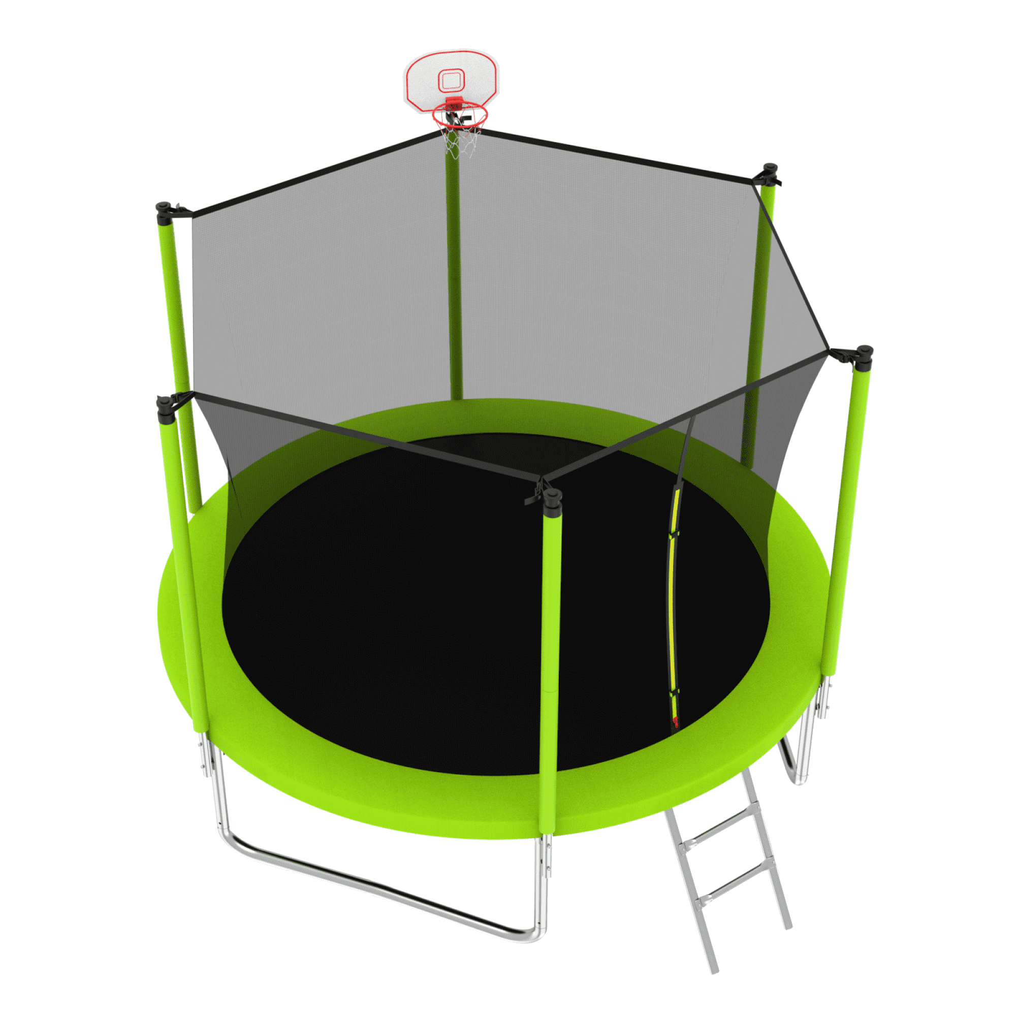 Leumius 10 ft Outdoor Trampoline for Kids with Basketball Hoop and Safety Enclosure Net (Green, 10 ft) 5ymx0