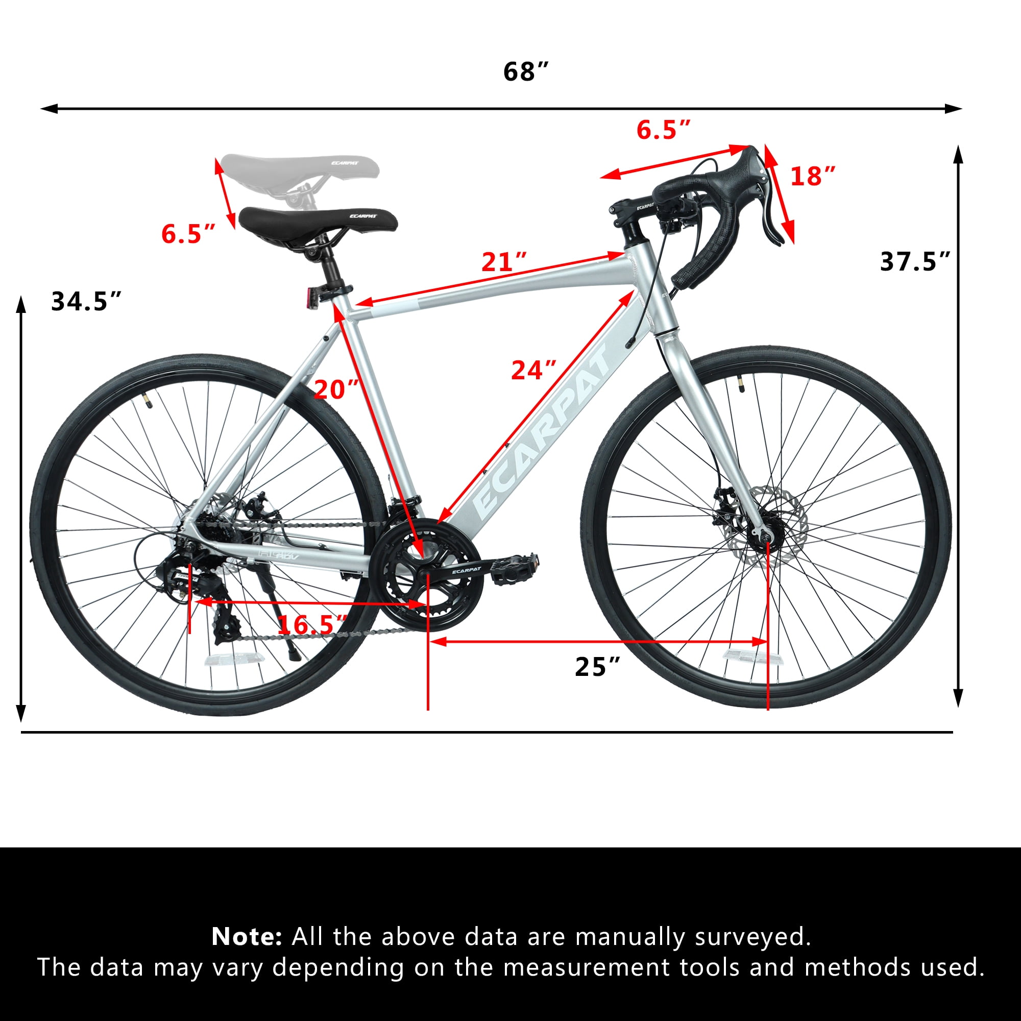 Harmie 700C Road Bike with Lightweight Aluminum Frame, 16-Speed Drivetrain and Disc Brakes (Silver, 20 in Frame) cyzhx