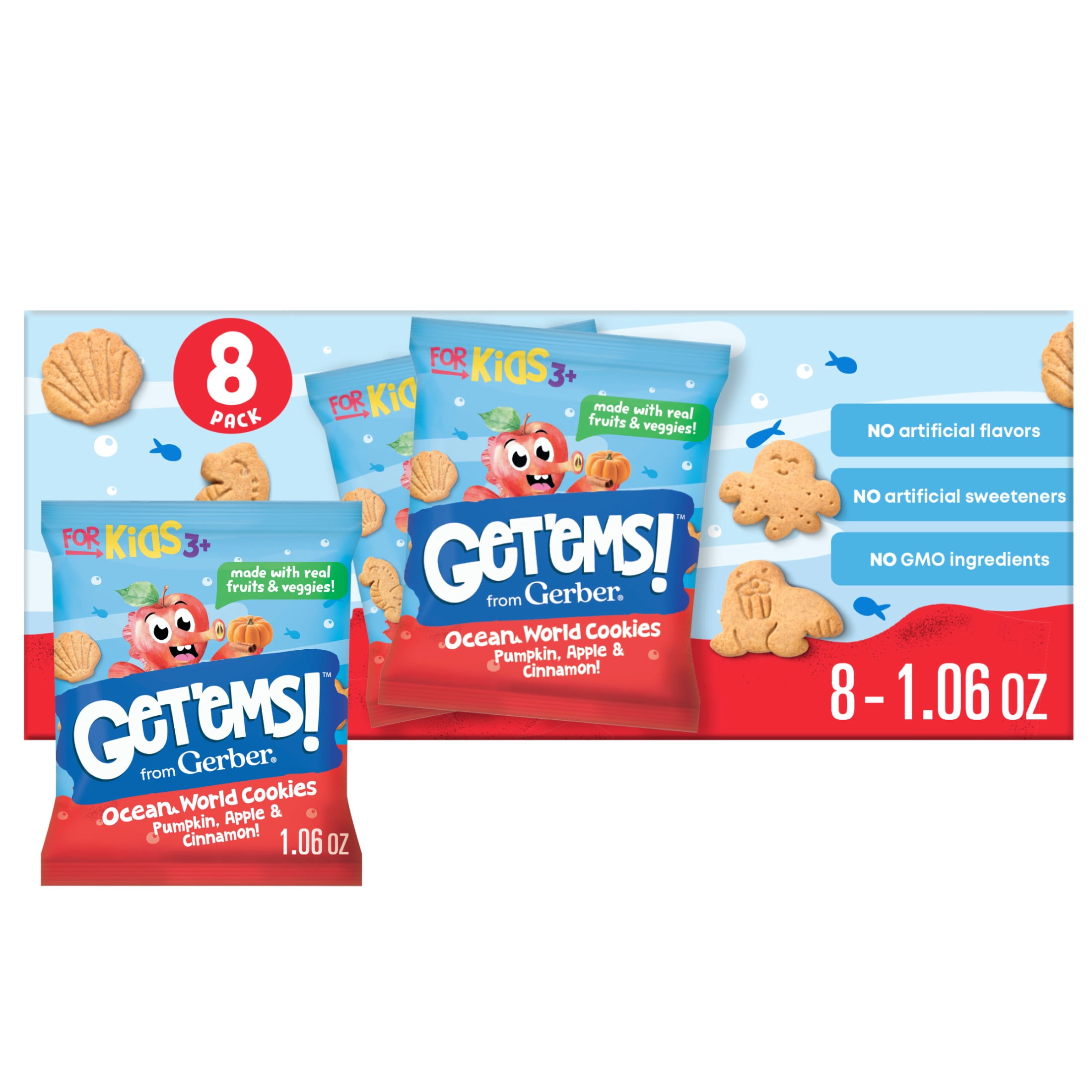 Gerber Get'ems Ocean World Cookies, Pumpkin Apple & Cinnamon Flavor (8 Pack, 8.48 oz) 95nll