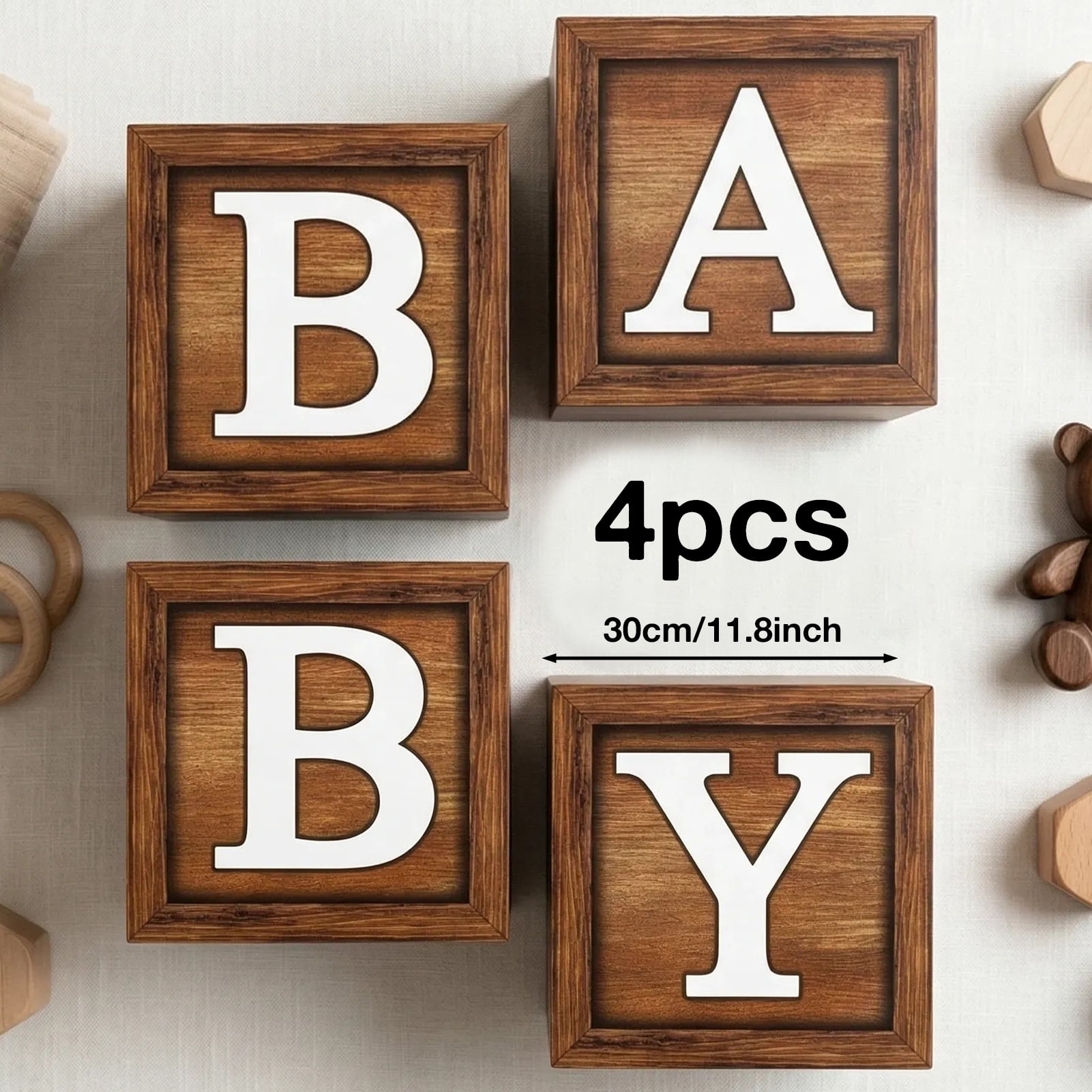 Kicpot Rustic Wood Grain BABY Balloon Boxes for Party Decorations (Brown, 11.8x11.8x11.8 in) q4qot