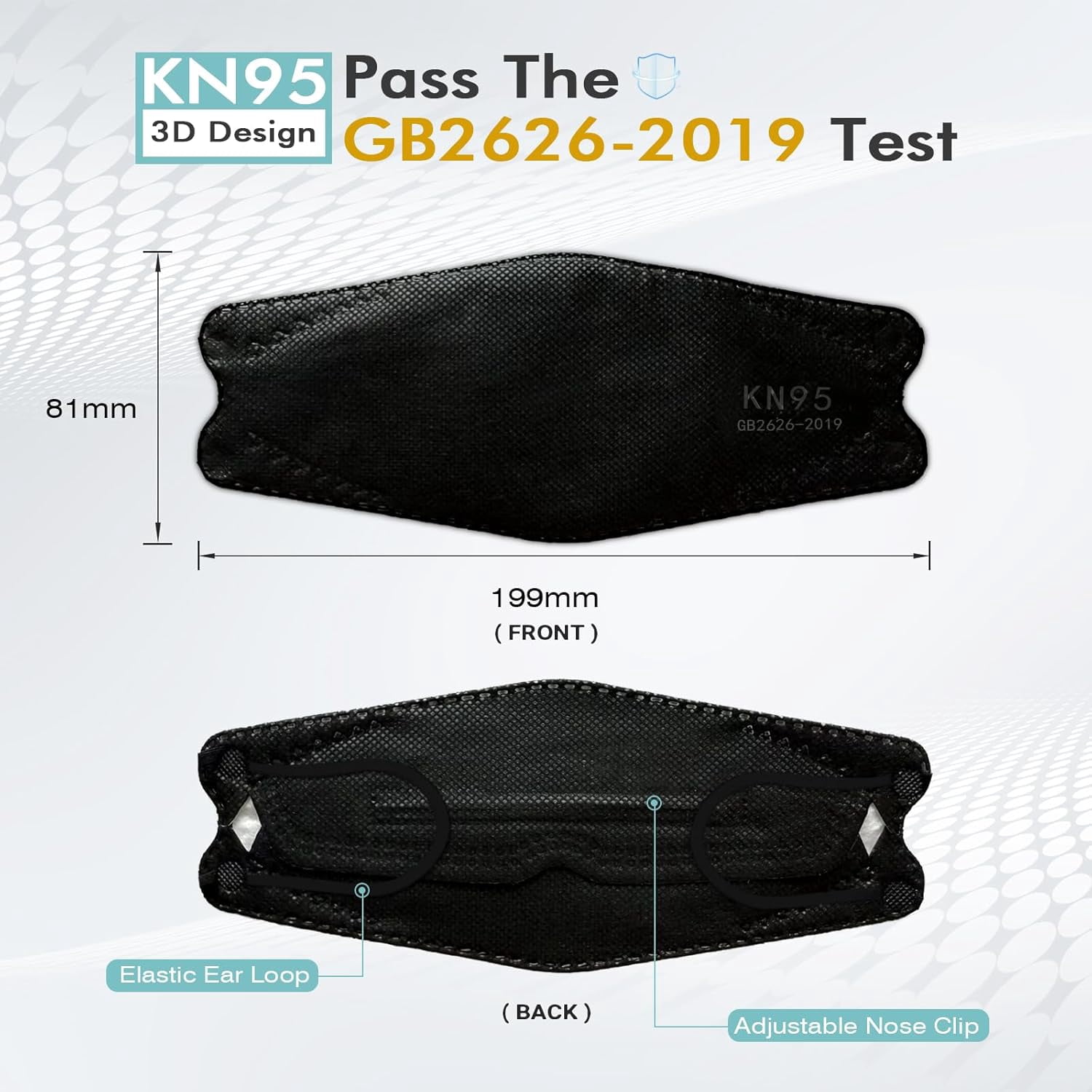 YJJSKEJI KN95 Face Masks for Adults, Breathable Protective Filtration Mask (Black, 50 Pack) ntod8