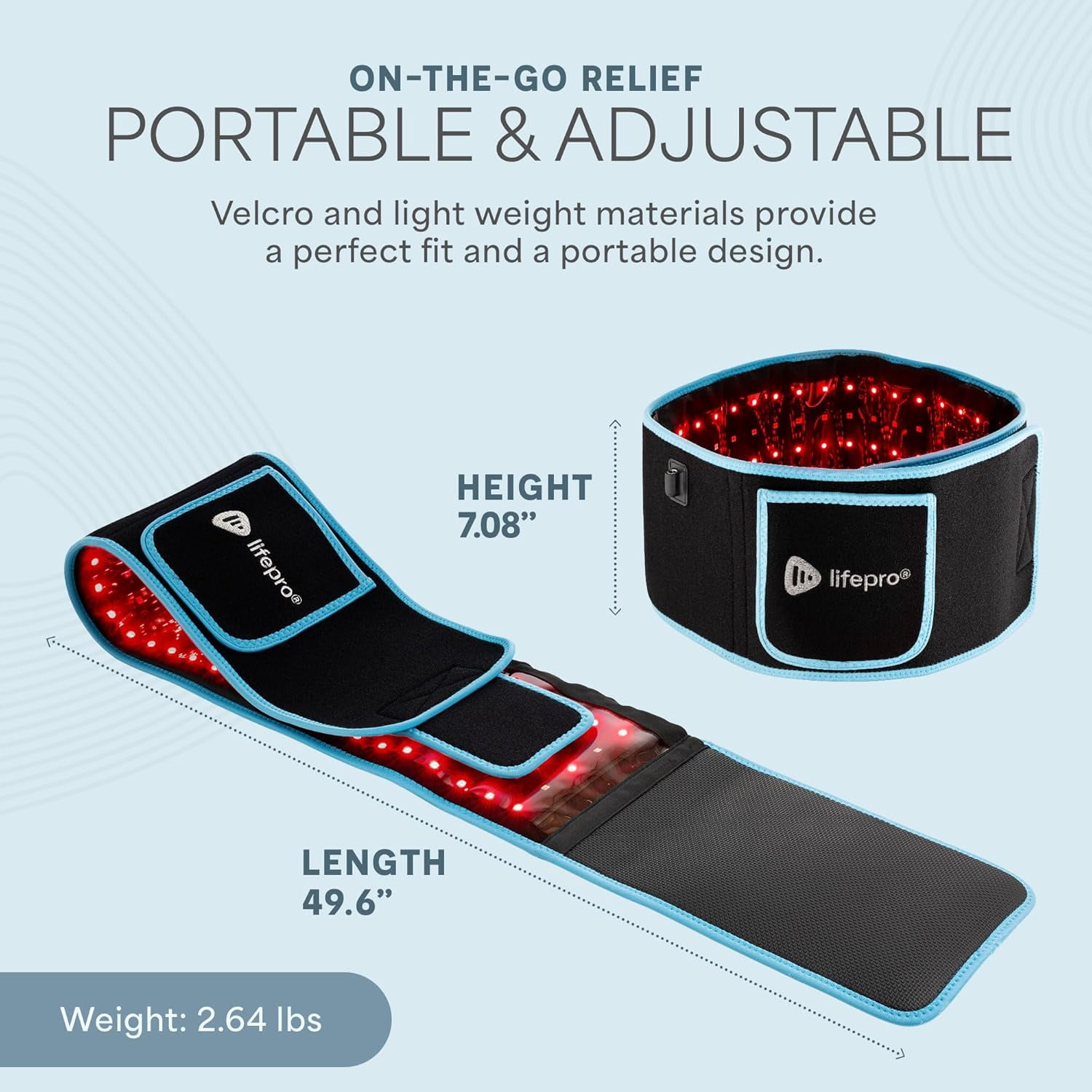 Lifepro Infrared Red Light Therapy Belt, Portable LED Wrap for Muscle Recovery and Pain Relief (Black, 1.2 lb) eozxl