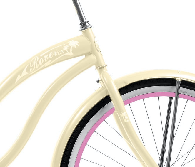 Wonder Wheels 26 in. Beach Cruiser Bicycle, Single Speed Bike with Fenders (Vanilla & Pink, 26 in.) 078ug
