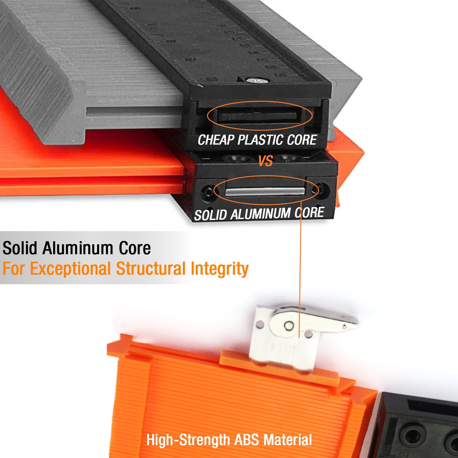 ComfiTime Contour Gauge Profile Tool with Lock (2-Pack, 10 in and 5 in, Orange) icunf